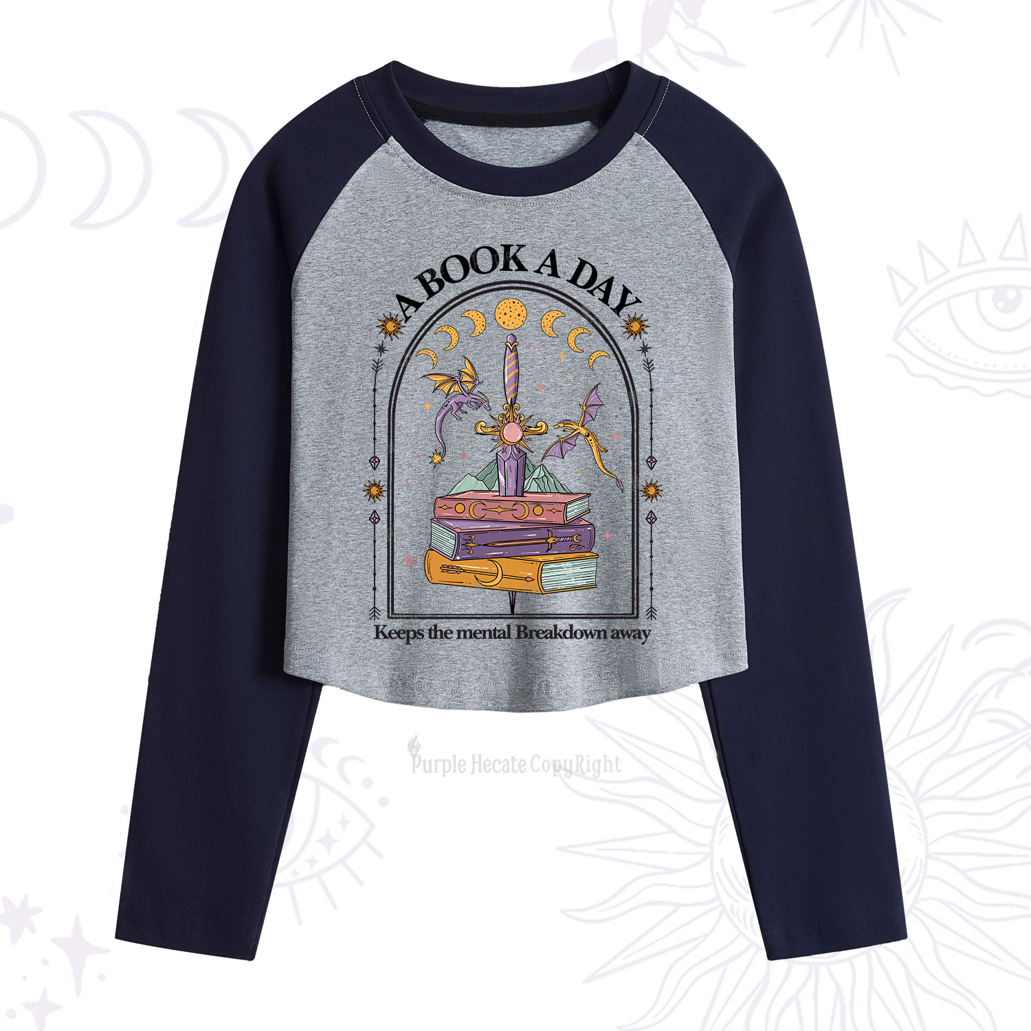 Purplehecate A Book A Day Keeps The Mental Breakdown Cropped Raglan Long Sleeve T-Shirt