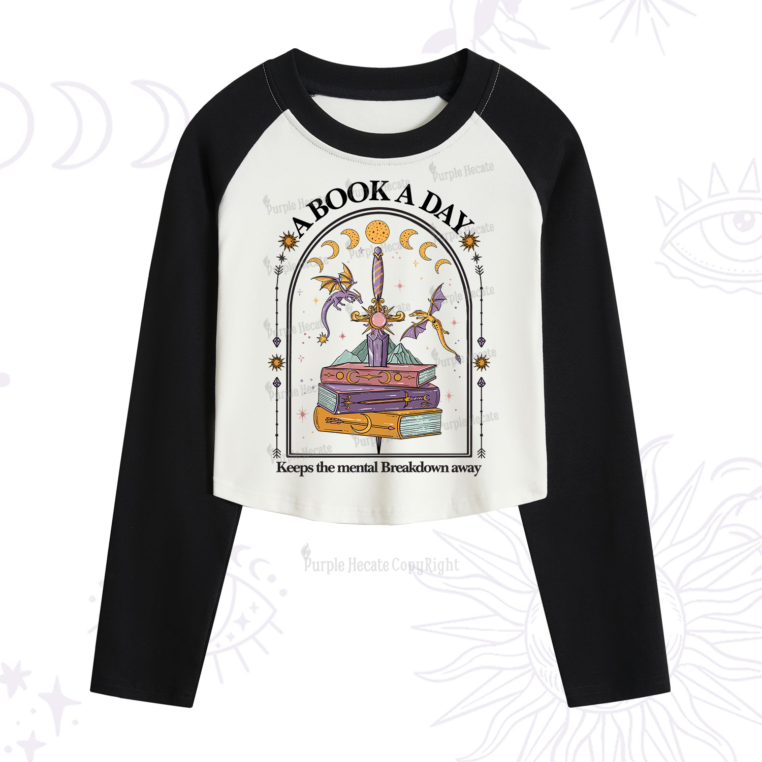 Purplehecate A Book A Day Keeps The Mental Breakdown Cropped Raglan Long Sleeve T-Shirt
