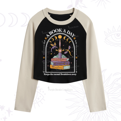Purplehecate A Book A Day Keeps The Mental Breakdown Cropped Raglan Long Sleeve T-Shirt