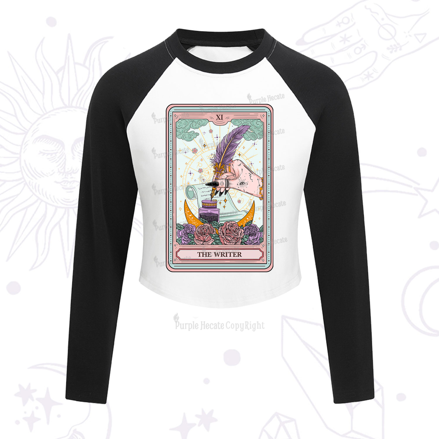 Purplehecate The Writer Tarot Cropped Raglan Long Sleeve T-Shirt