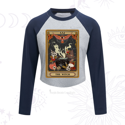 Purplehecate The Witch Magical Tarot Cropped Raglan Long Sleeve T-Shirt