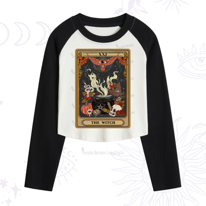 Purplehecate The Witch Magical Tarot Cropped Raglan Long Sleeve T-Shirt
