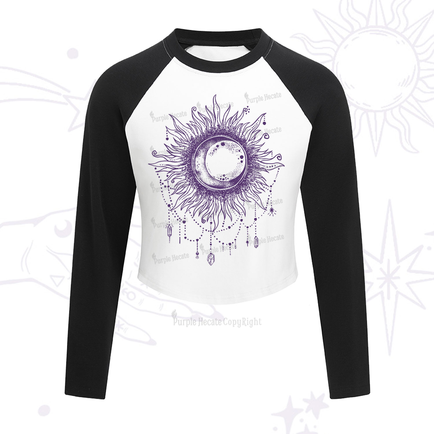 Purplehecate Starry Eye Cropped Raglan Long Sleeve T-Shirt