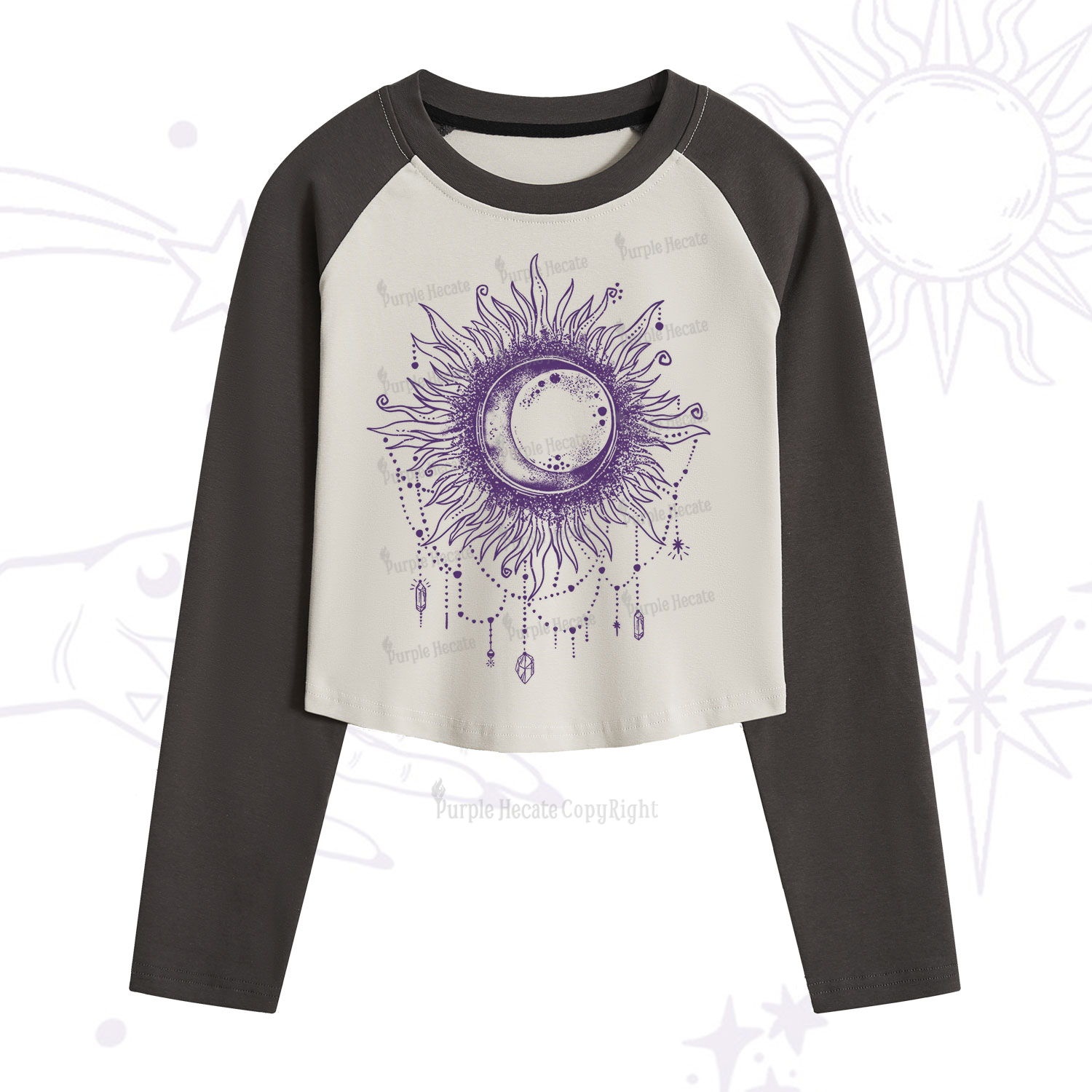 Purplehecate Starry Eye Cropped Raglan Long Sleeve T-Shirt