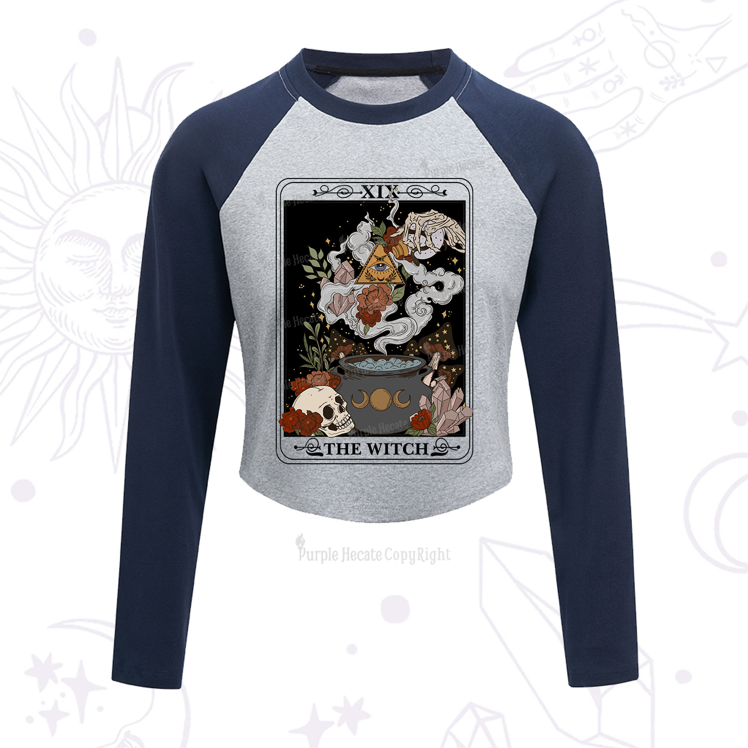 Purplehecate The Witch Tarot Cropped Raglan Long Sleeve T-Shirt