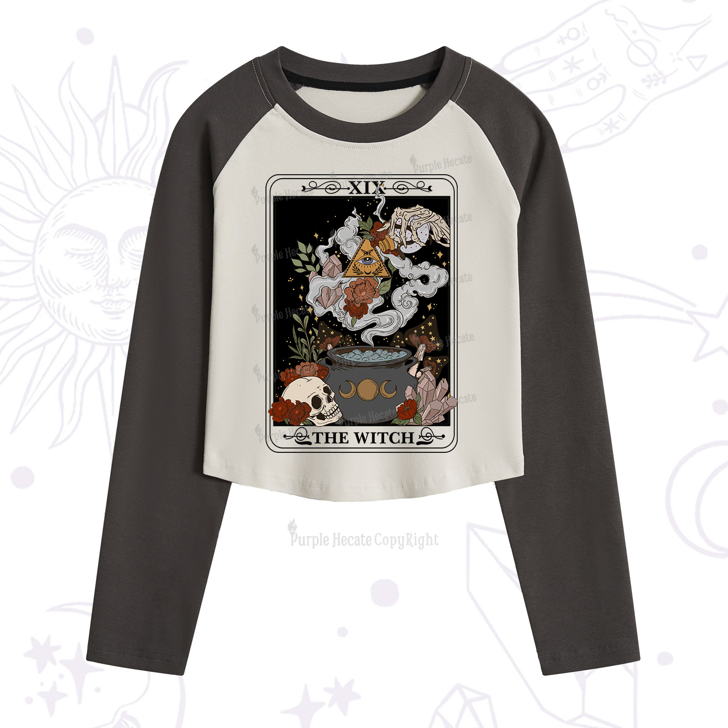 Purplehecate The Witch Tarot Cropped Raglan Long Sleeve T-Shirt