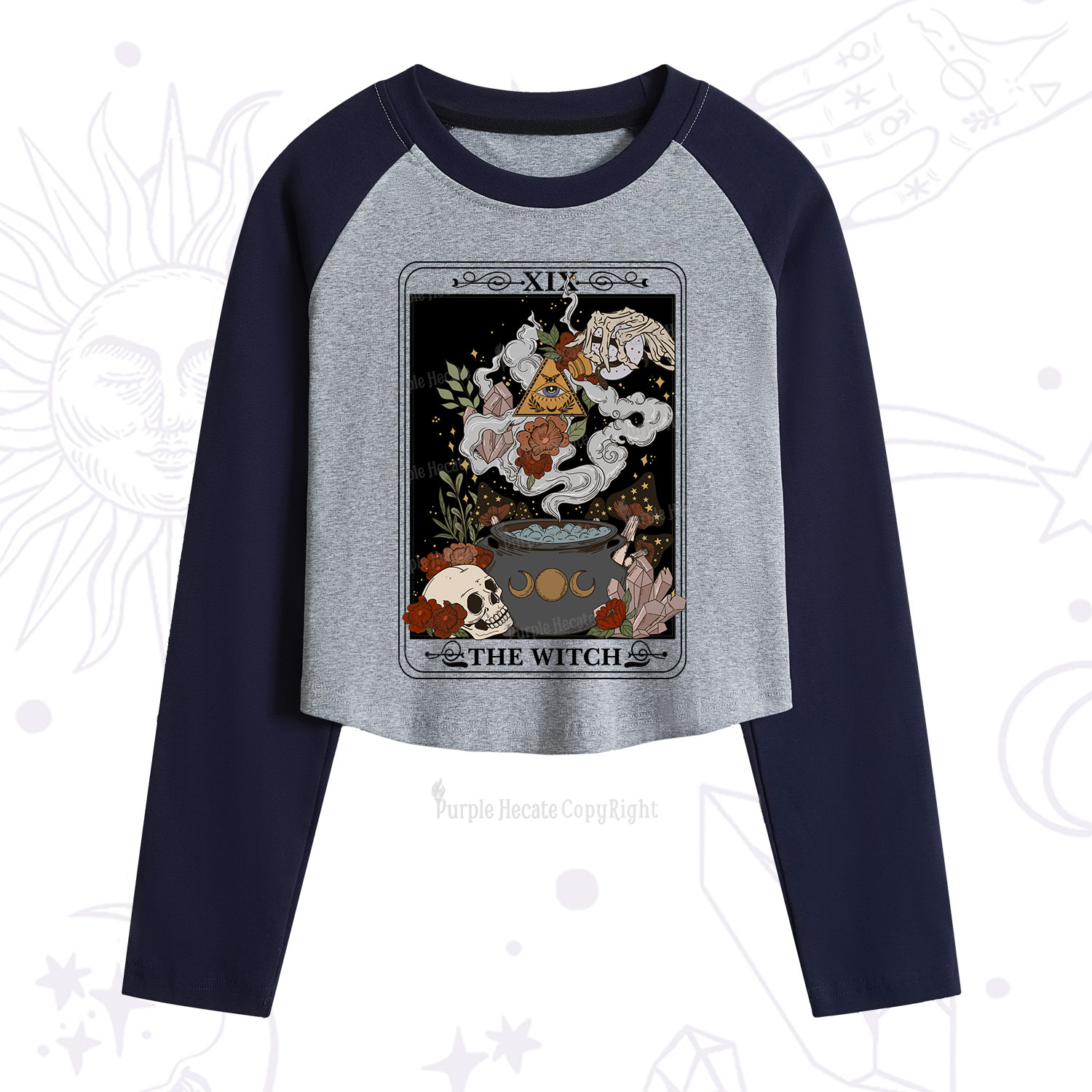 Purplehecate The Witch Tarot Cropped Raglan Long Sleeve T-Shirt