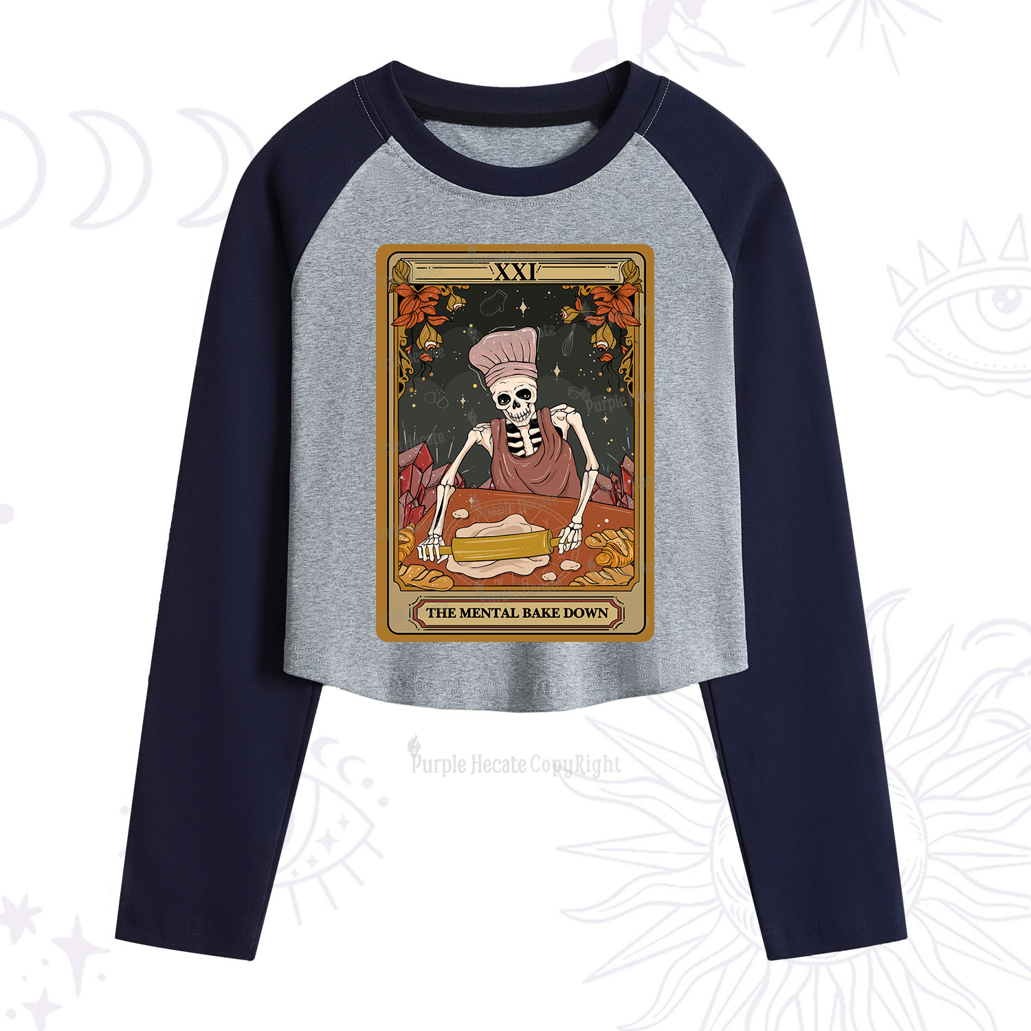 Purplehecate The Mental Bake Down Tarot Cropped Raglan Long Sleeve T-Shirt