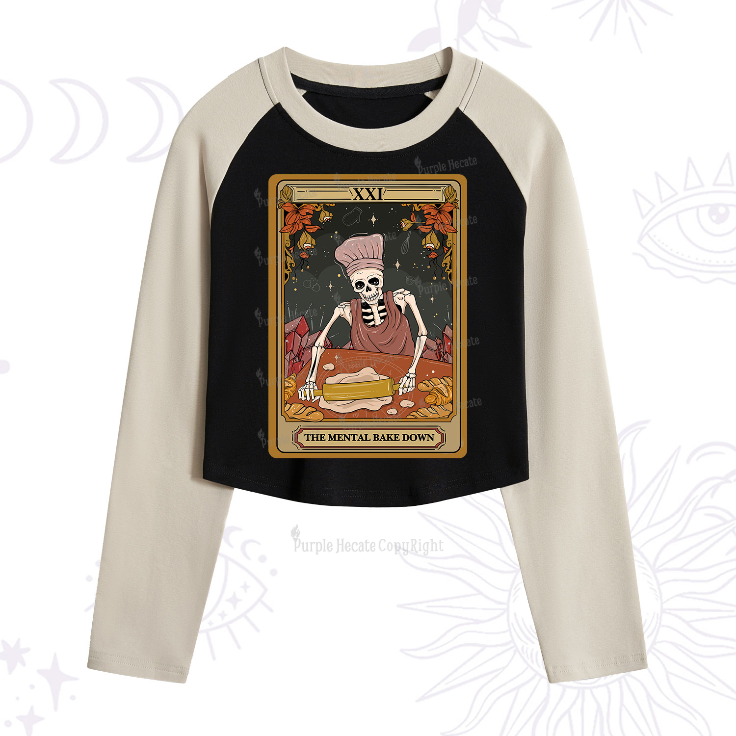 Purplehecate The Mental Bake Down Tarot Cropped Raglan Long Sleeve T-Shirt