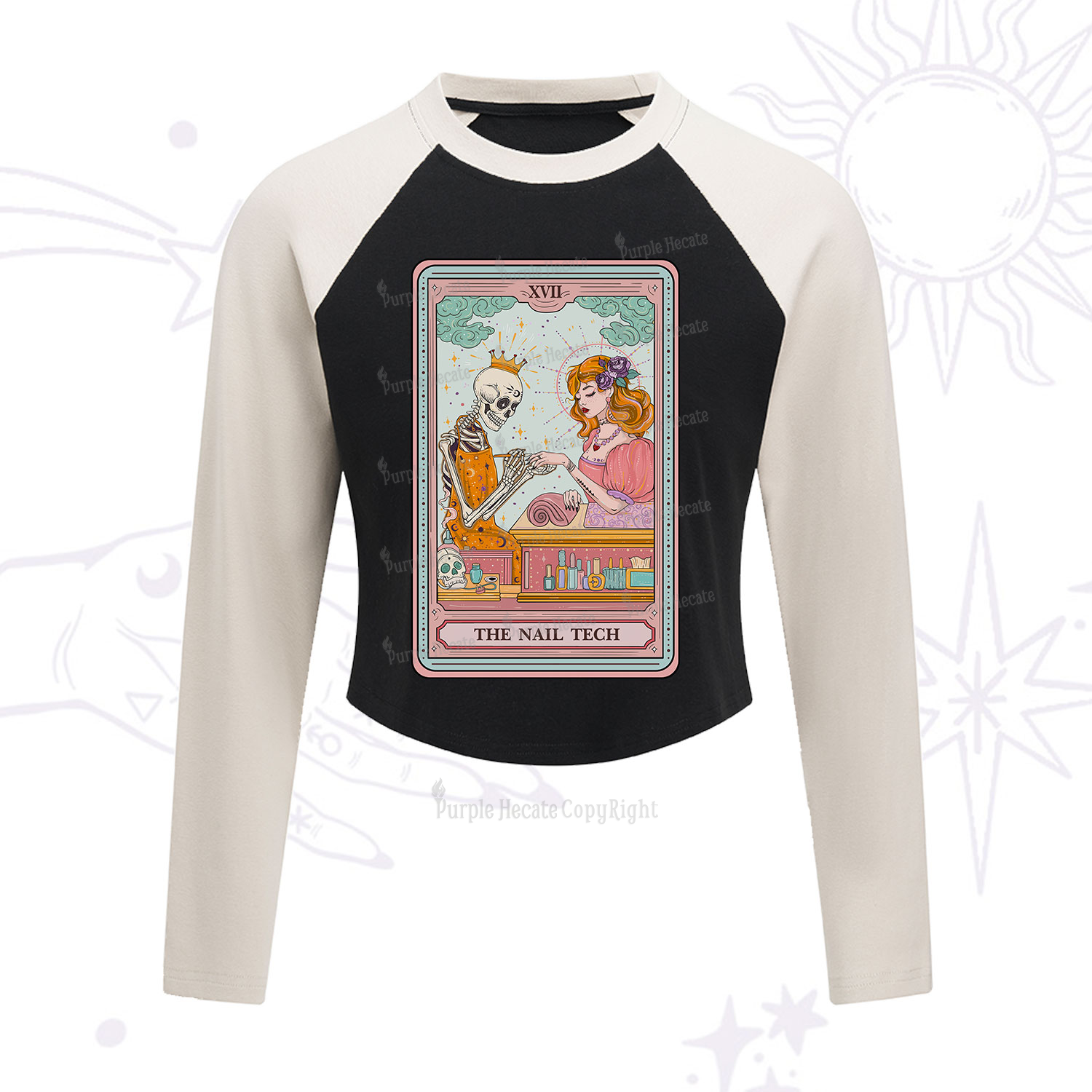 Purplehecate The Nail Tech Life Tarot Cropped Raglan Long Sleeve T-Shirt