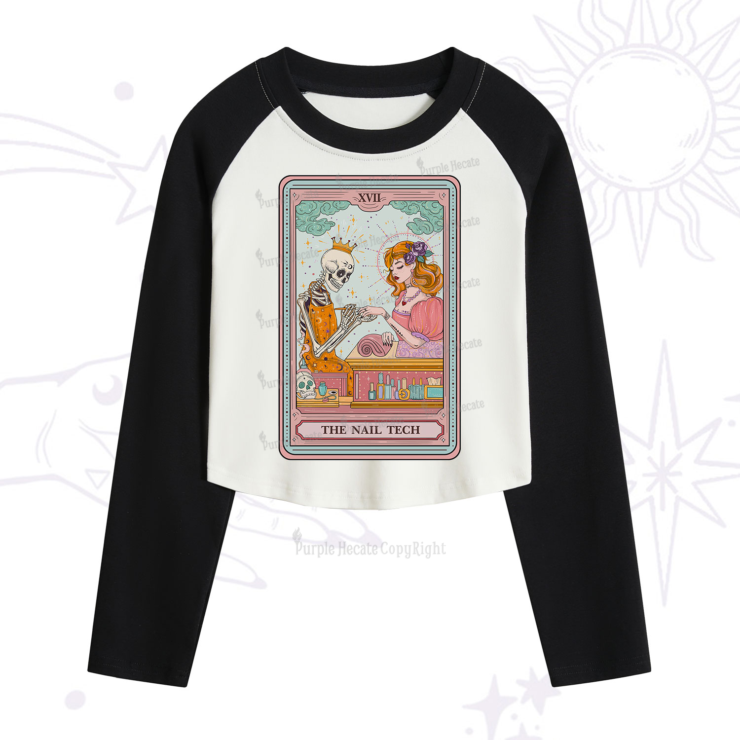 Purplehecate The Nail Tech Life Tarot Cropped Raglan Long Sleeve T-Shirt