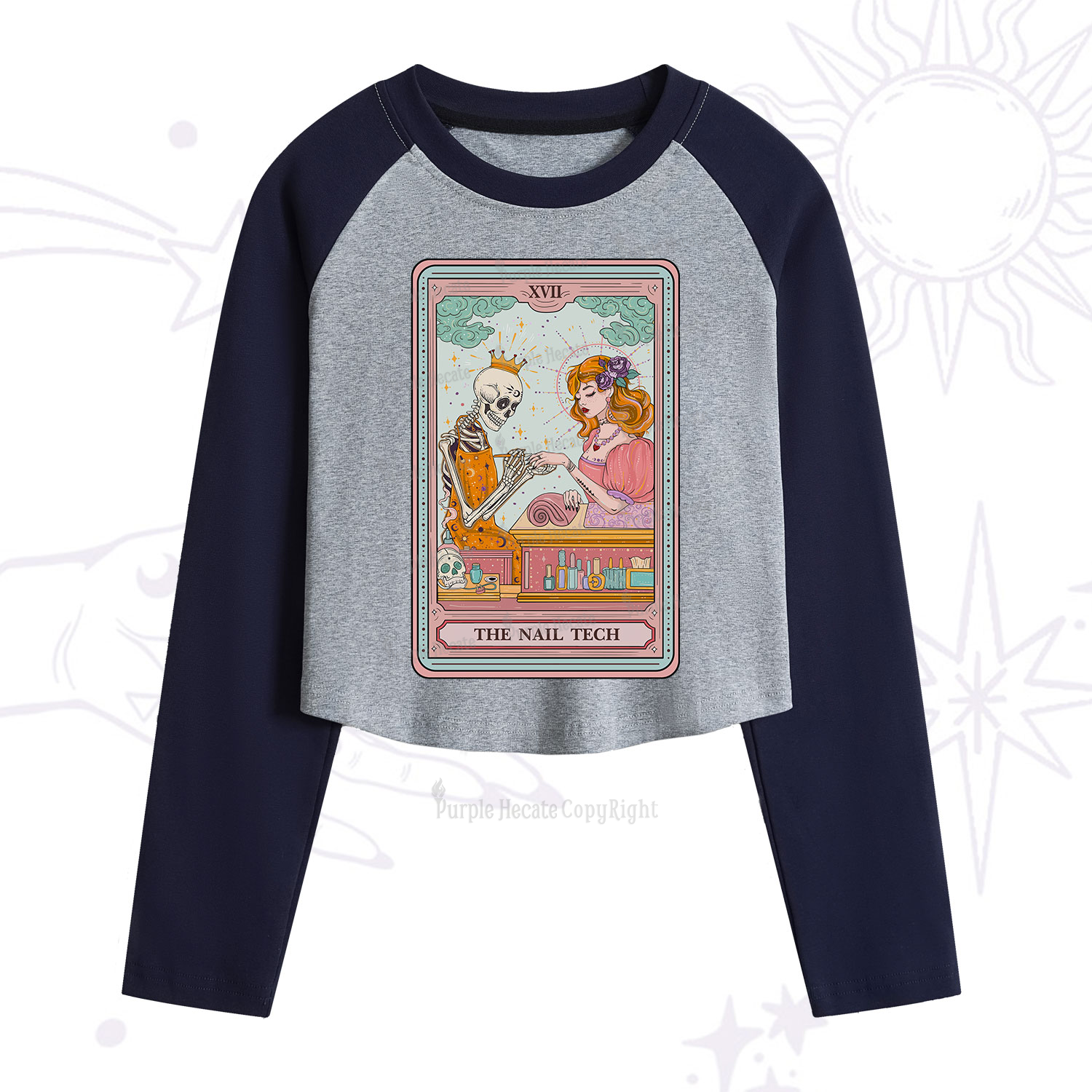 Purplehecate The Nail Tech Life Tarot Cropped Raglan Long Sleeve T-Shirt