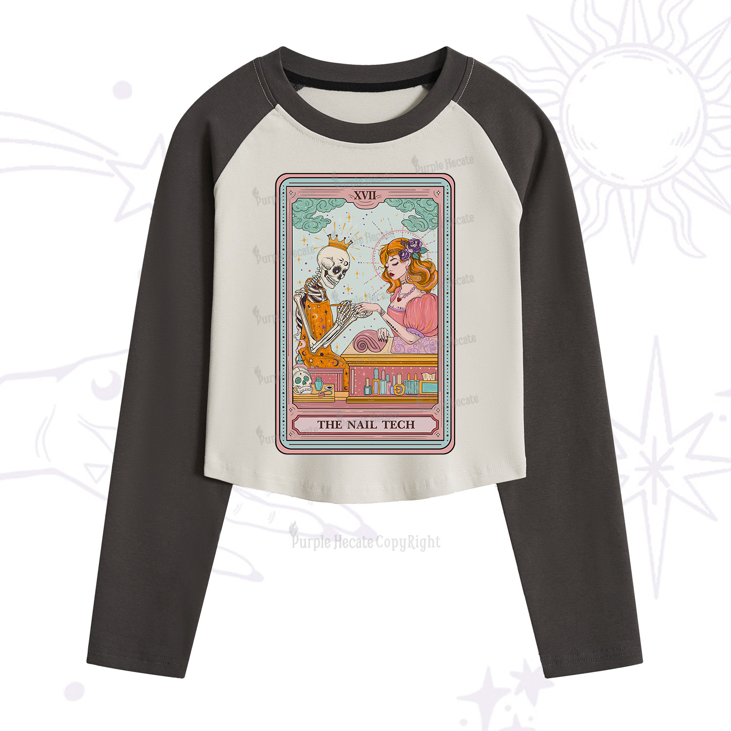 Purplehecate The Nail Tech Life Tarot Cropped Raglan Long Sleeve T-Shirt