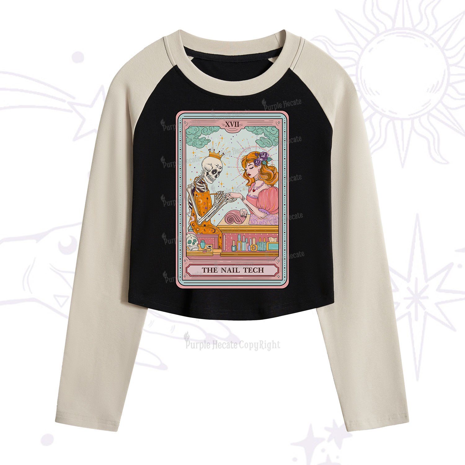 Purplehecate The Nail Tech Life Tarot Cropped Raglan Long Sleeve T-Shirt