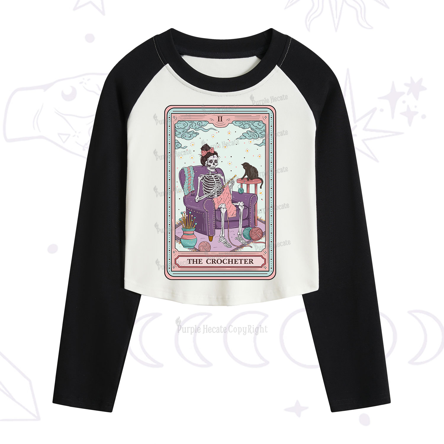 Purplehecate The Crocheter Tarot Cropped Raglan Long Sleeve T-Shirt
