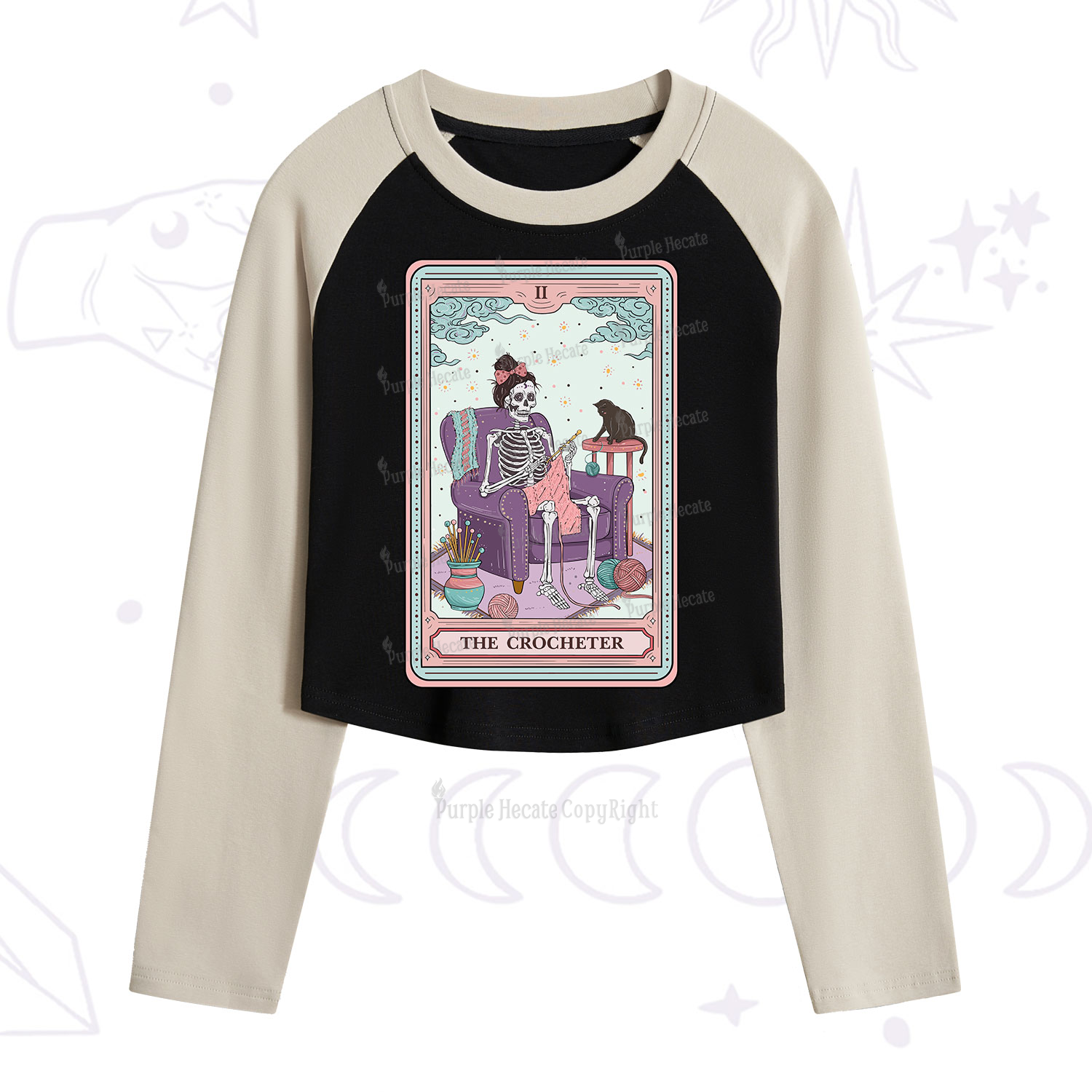 Purplehecate The Crocheter Tarot Cropped Raglan Long Sleeve T-Shirt