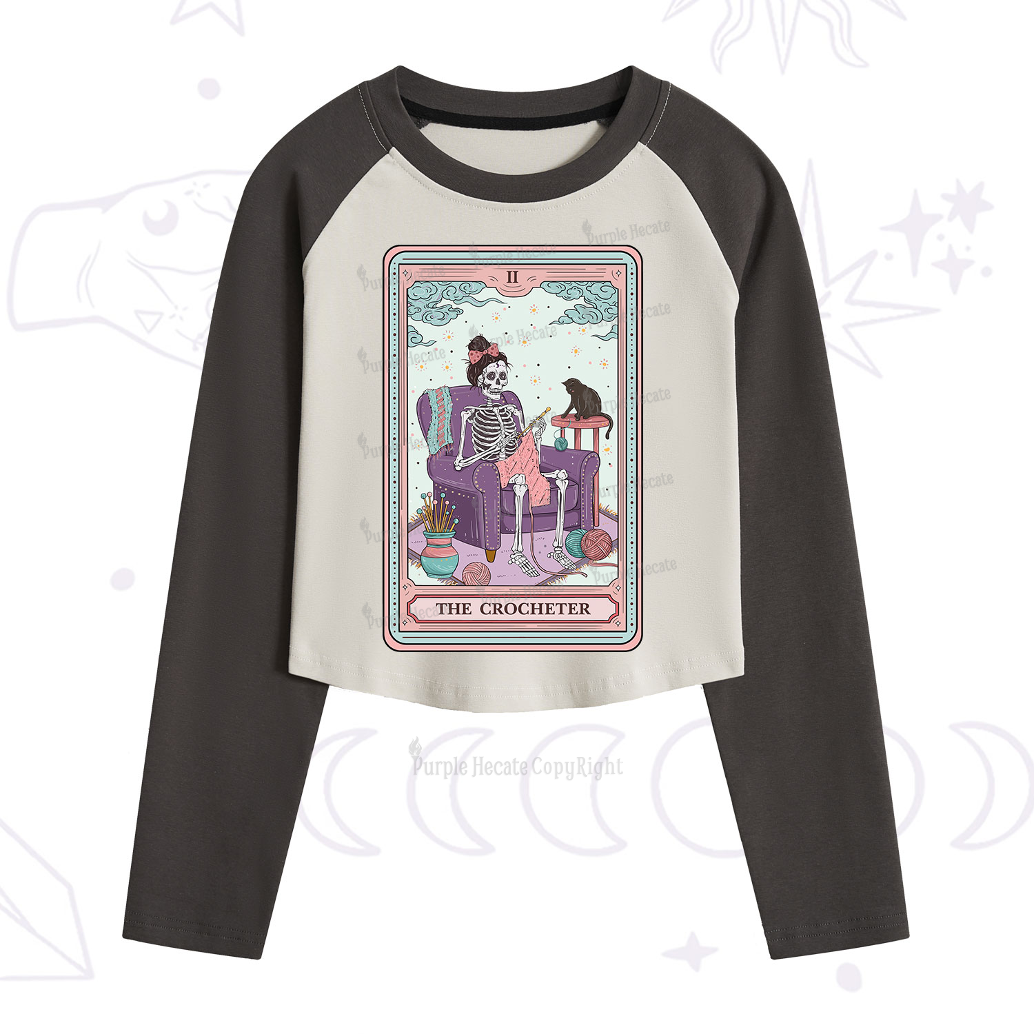 Purplehecate The Crocheter Tarot Cropped Raglan Long Sleeve T-Shirt
