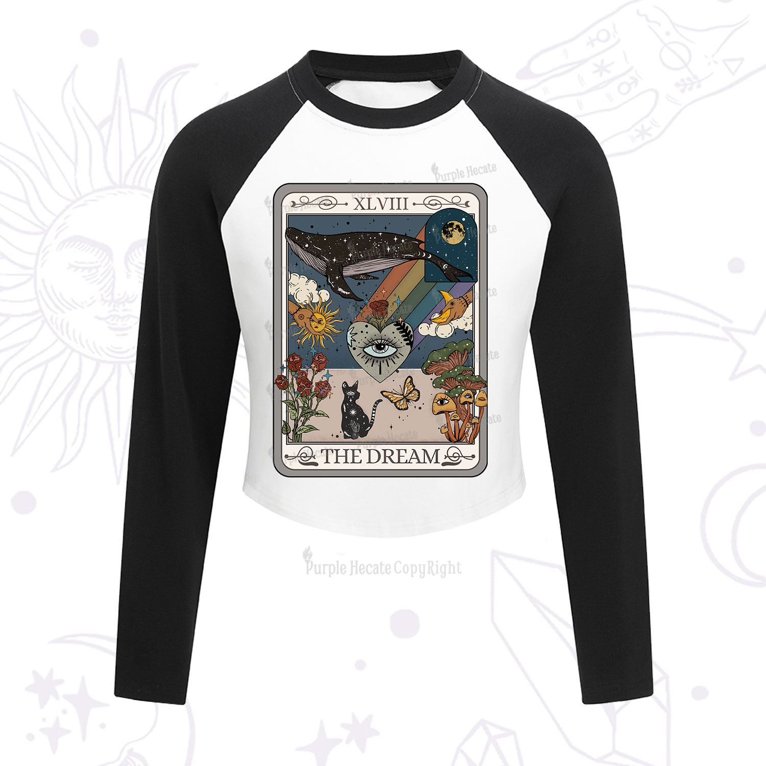 Purplehecate The Dream Tarot Cropped Raglan Long Sleeve T-Shirt
