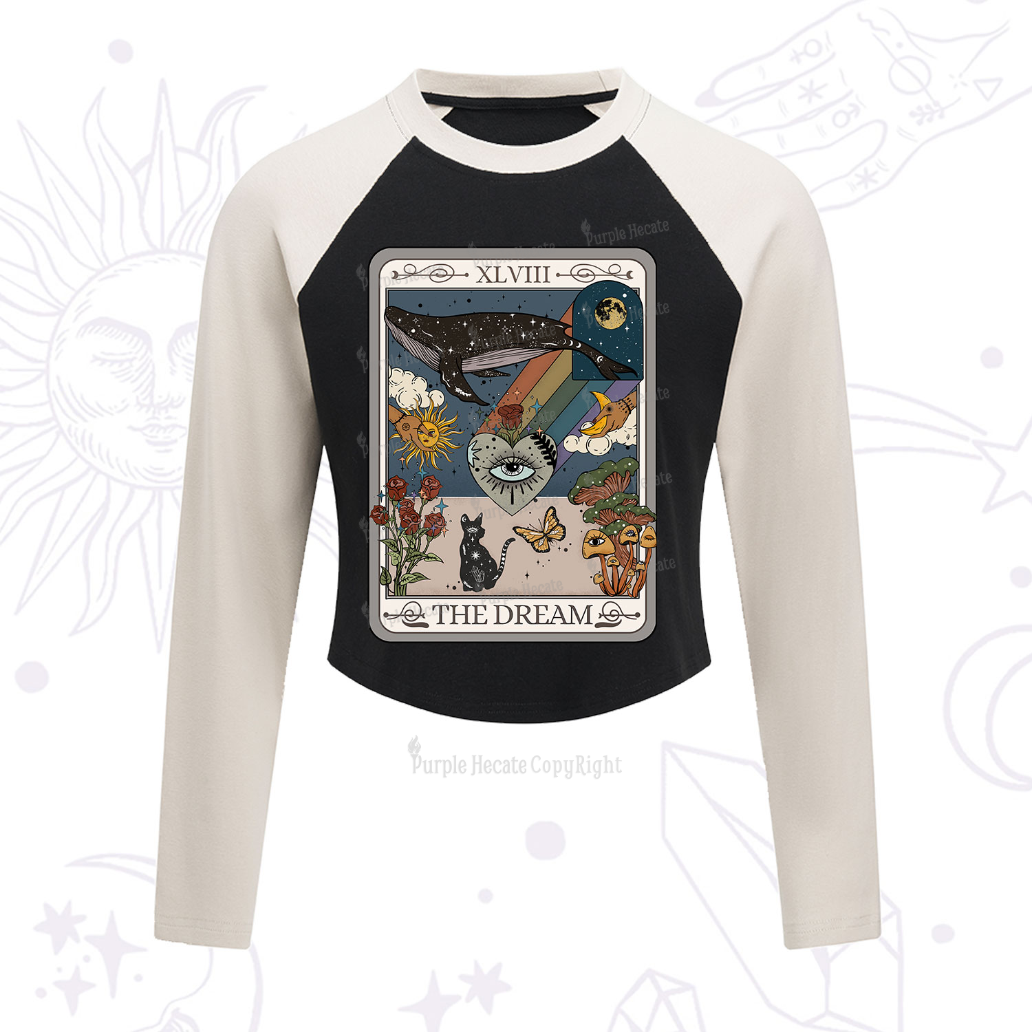 Purplehecate The Dream Tarot Cropped Raglan Long Sleeve T-Shirt