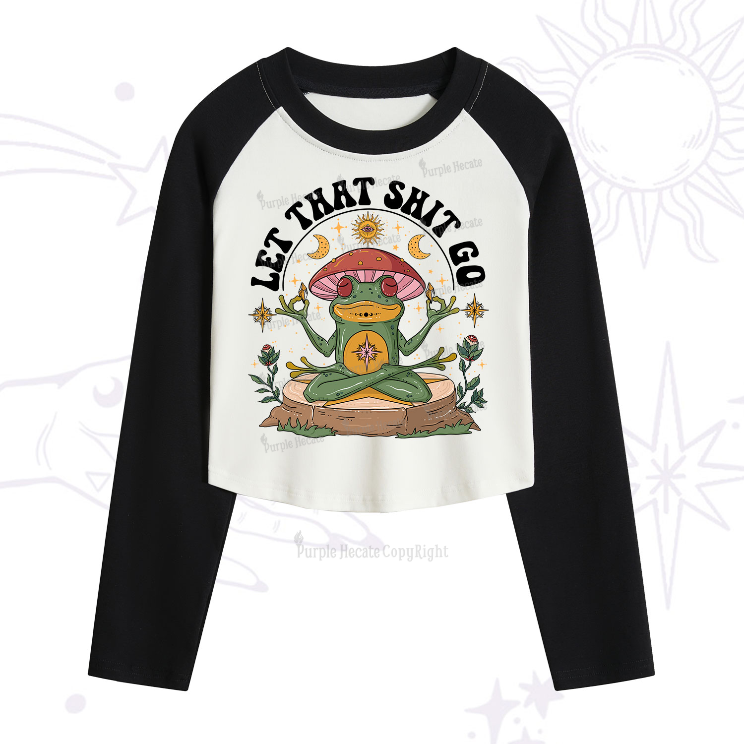 Purplehecate Let That Shit Go Cropped Raglan Long Sleeve T-Shirt