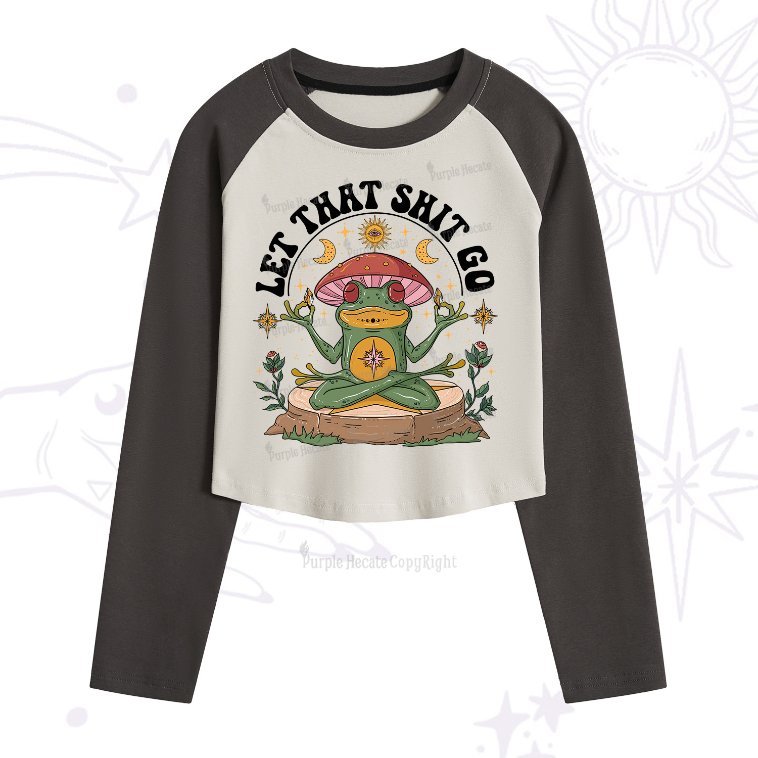 Purplehecate Let That Shit Go Cropped Raglan Long Sleeve T-Shirt