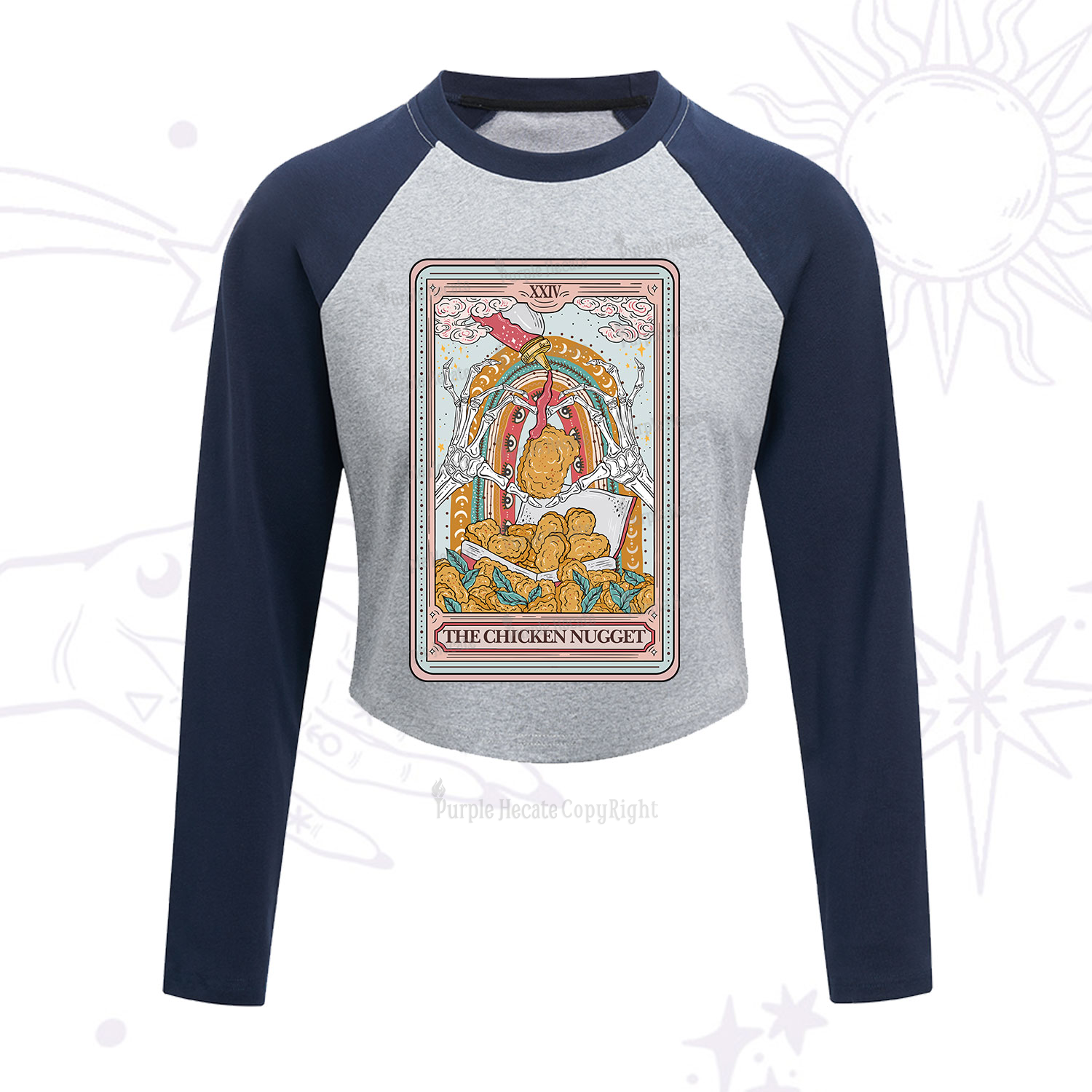Purplehecate The Chicken Nugget Food Tarot Cropped Raglan Long Sleeve T-Shirt