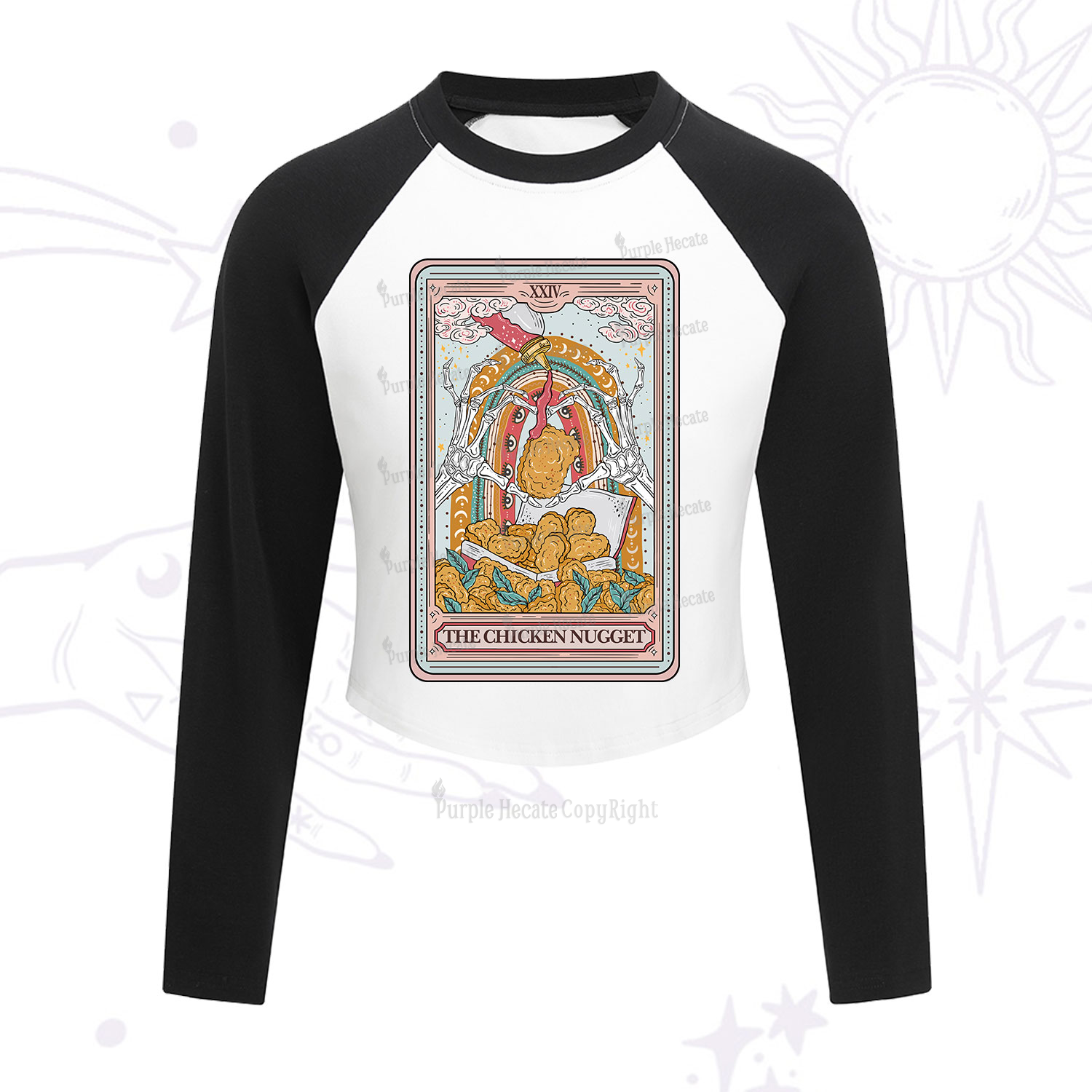 Purplehecate The Chicken Nugget Food Tarot Cropped Raglan Long Sleeve T-Shirt