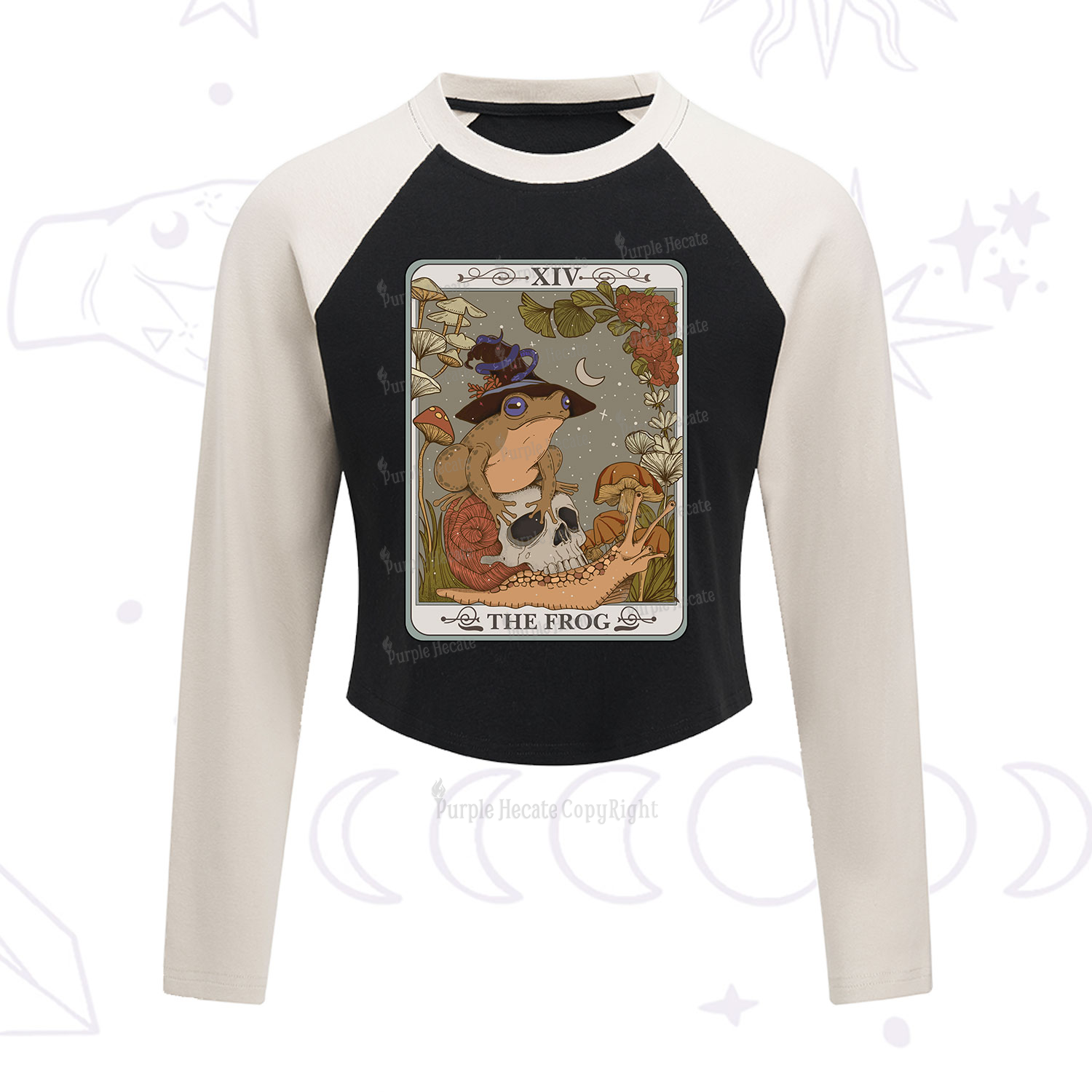 Purplehecate The Frog Tarot Cropped Raglan Long Sleeve T-Shirt