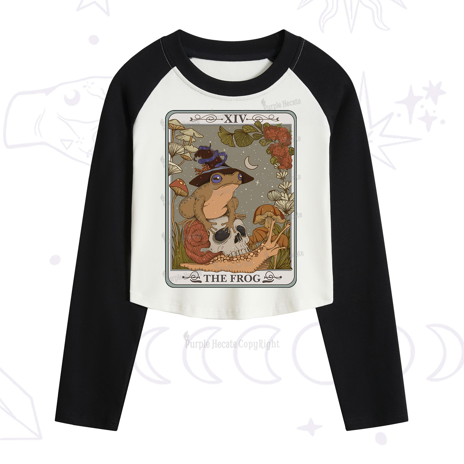 Purplehecate The Frog Tarot Cropped Raglan Long Sleeve T-Shirt