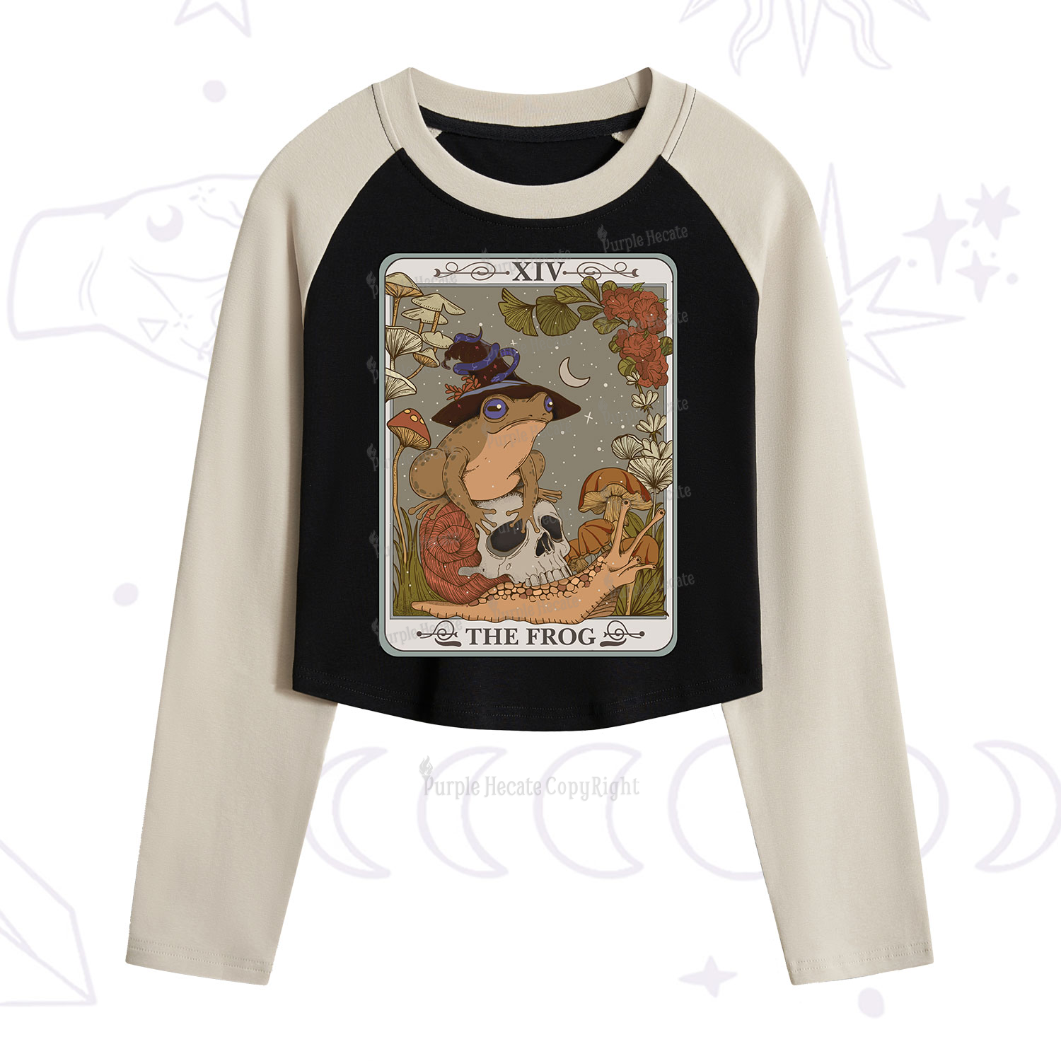 Purplehecate The Frog Tarot Cropped Raglan Long Sleeve T-Shirt