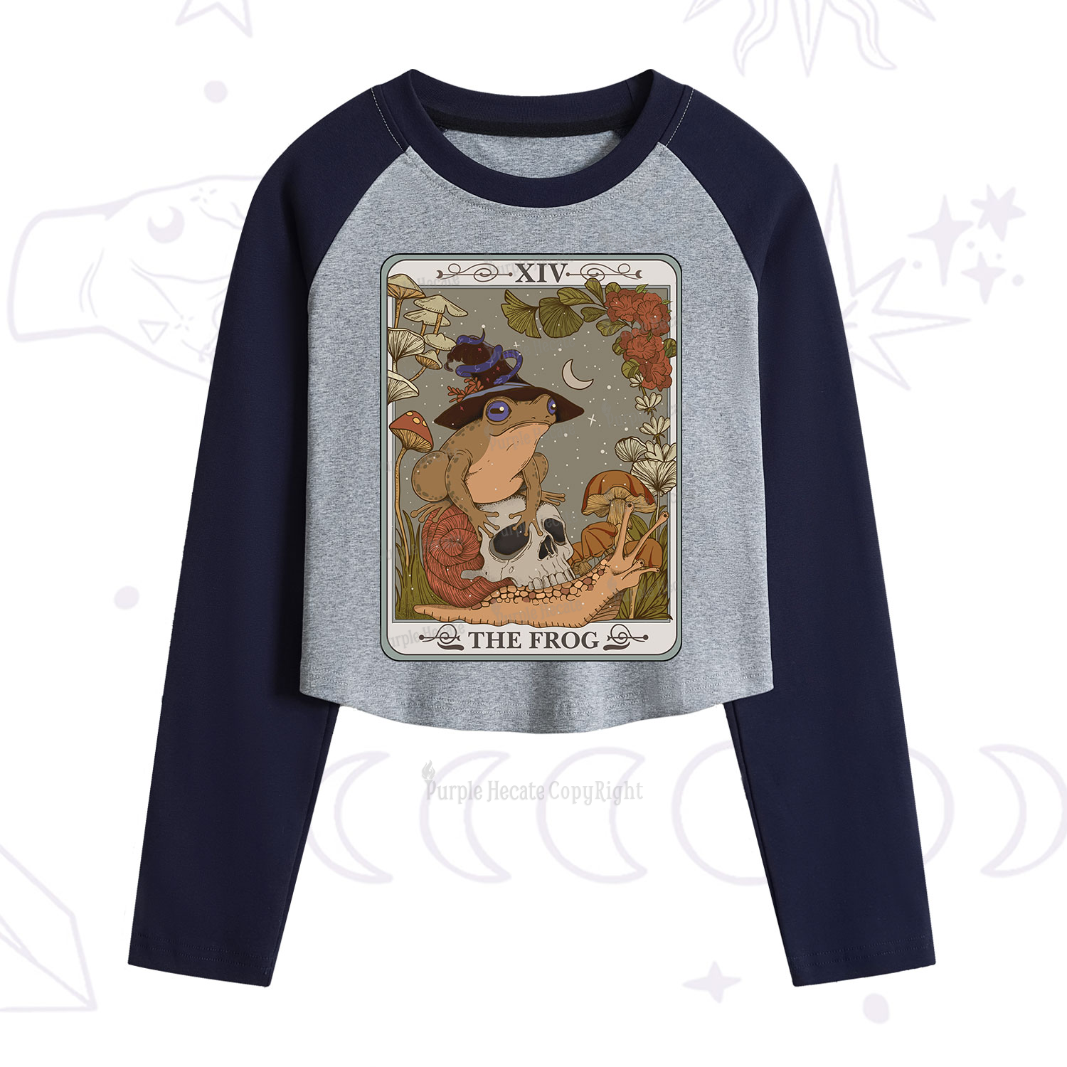 Purplehecate The Frog Tarot Cropped Raglan Long Sleeve T-Shirt