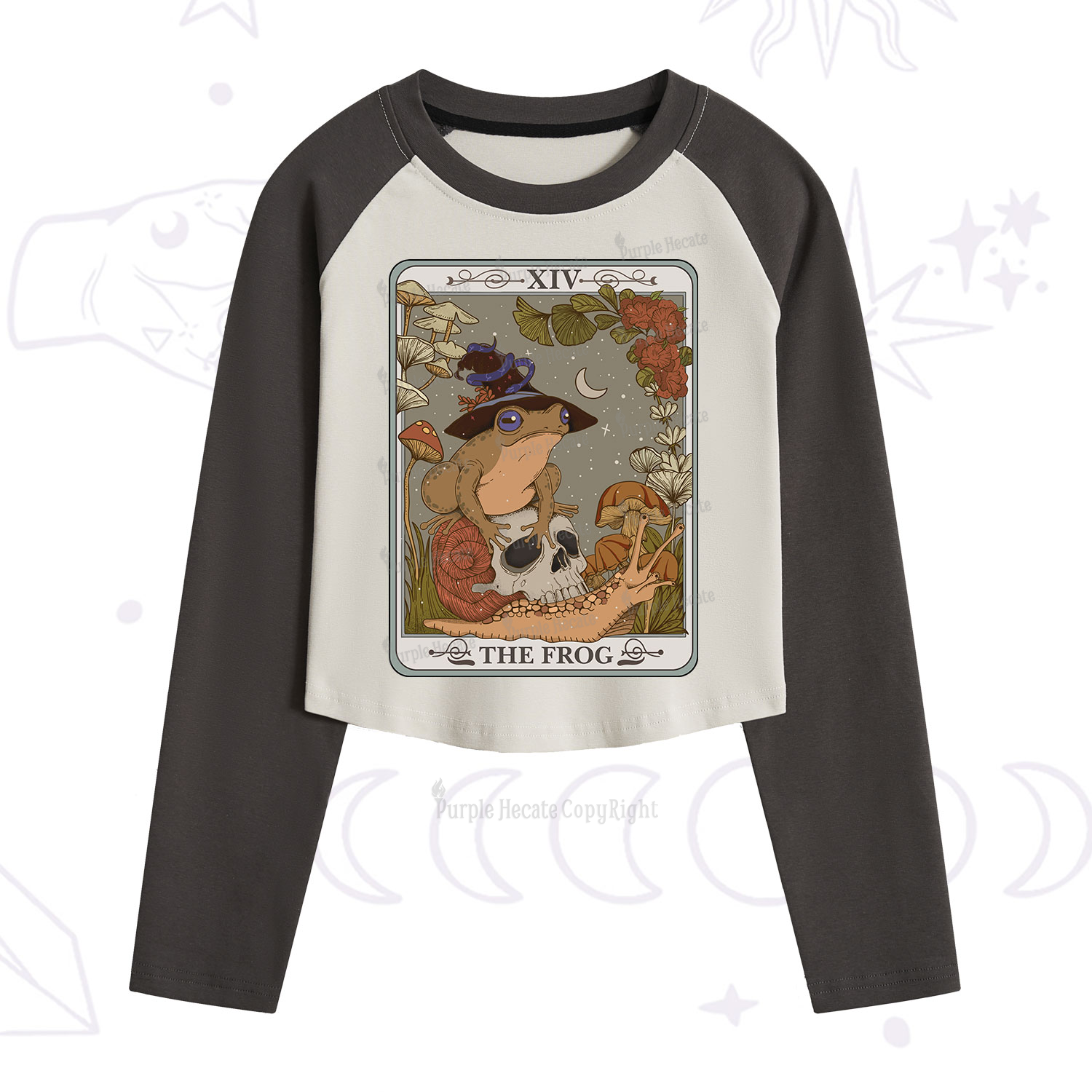 Purplehecate The Frog Tarot Cropped Raglan Long Sleeve T-Shirt