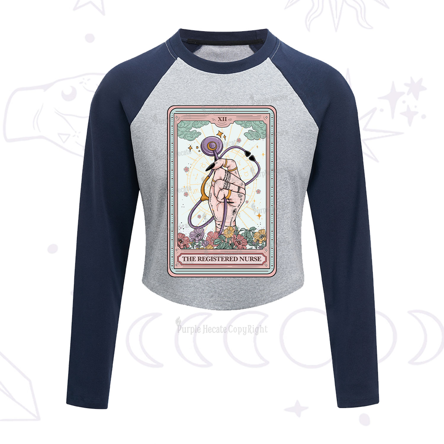 Purplehecate The Registered Nurse Tarot Card Cropped Raglan Long Sleeve T-Shirt