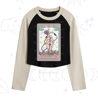 Purplehecate The Registered Nurse Tarot Card Cropped Raglan Long Sleeve T-Shirt