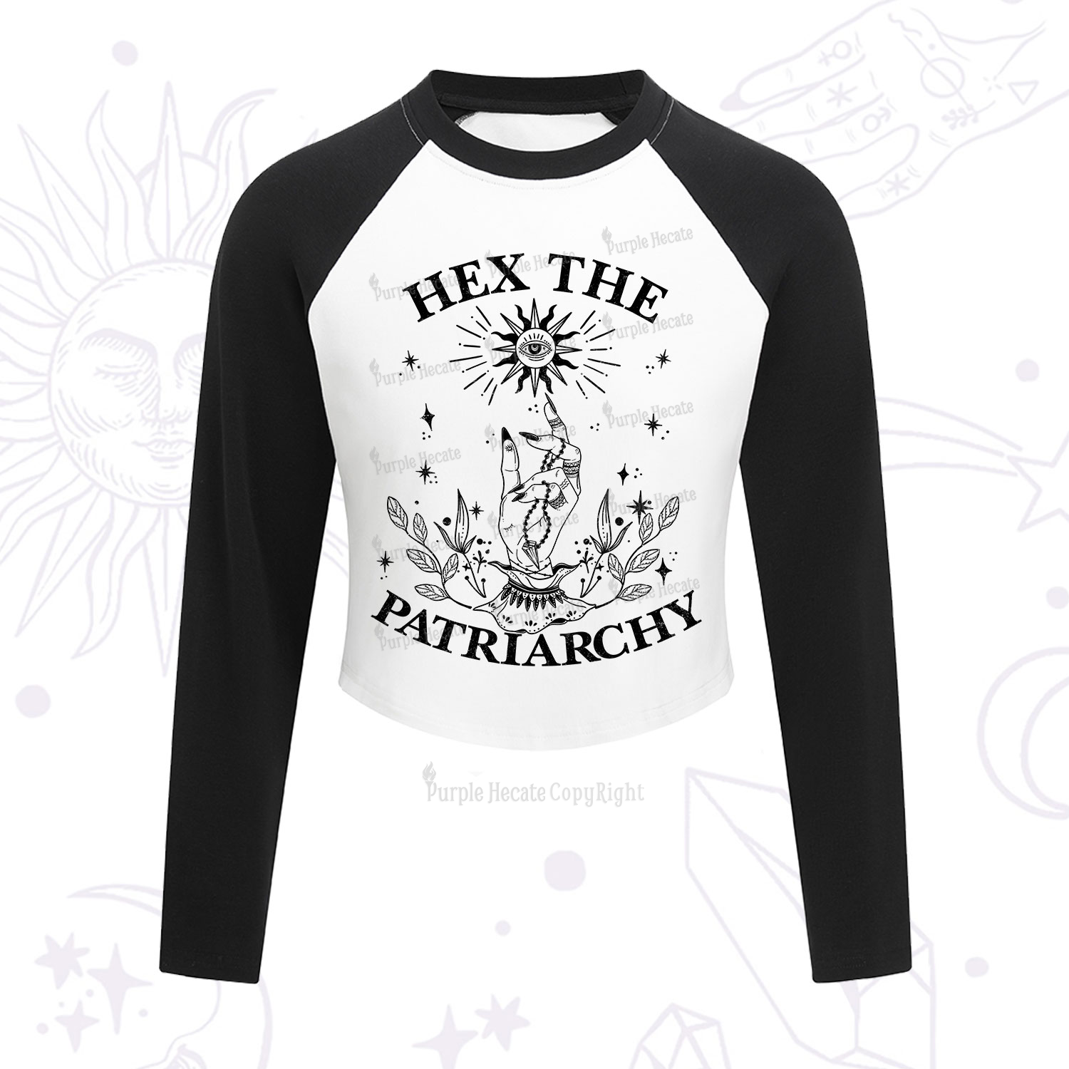 Purplehecate Smash The Patriarchy Cropped Raglan Long Sleeve T-Shirt