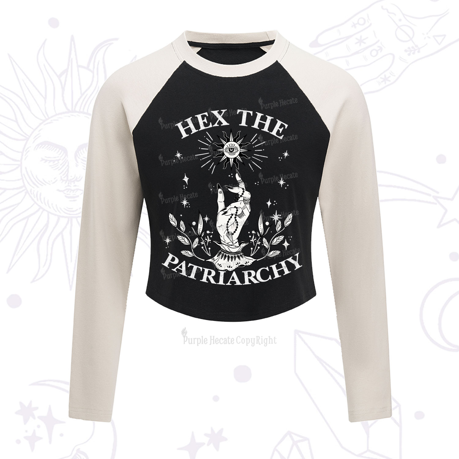 Purplehecate Smash The Patriarchy Cropped Raglan Long Sleeve T-Shirt