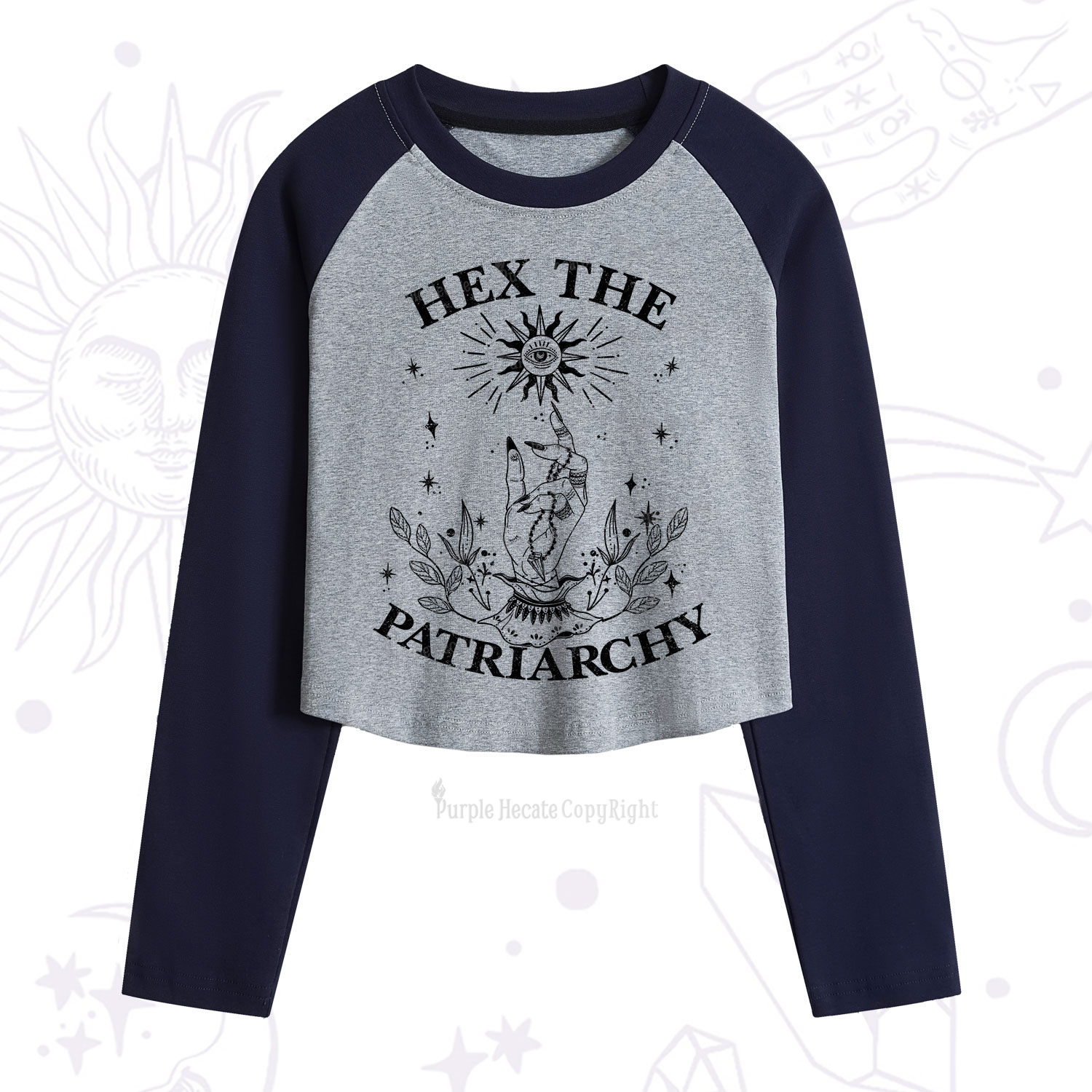 Purplehecate Smash The Patriarchy Cropped Raglan Long Sleeve T-Shirt