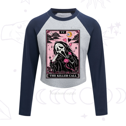 Purplehecate The Killer Call Tarot Cropped Raglan Long Sleeve T-Shirt