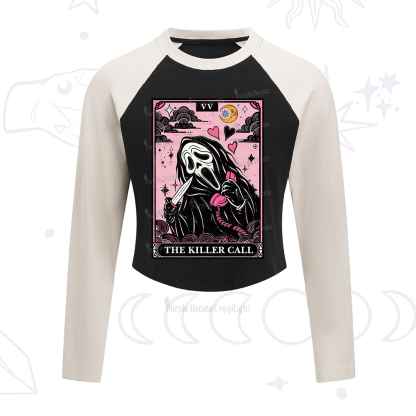 Purplehecate The Killer Call Tarot Cropped Raglan Long Sleeve T-Shirt