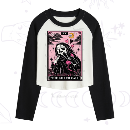 Purplehecate The Killer Call Tarot Cropped Raglan Long Sleeve T-Shirt