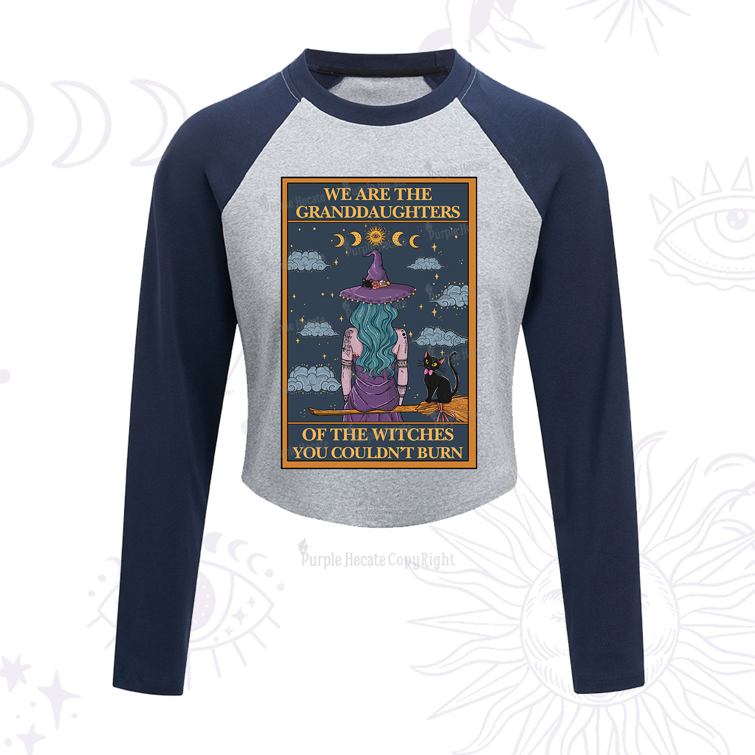 Purplehecate The Witches You Couldn't Burn Oracle Card Cropped Raglan Long Sleeve T-Shirt