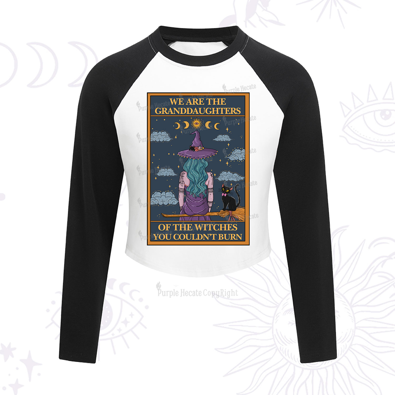 Purplehecate The Witches You Couldn't Burn Oracle Card Cropped Raglan Long Sleeve T-Shirt