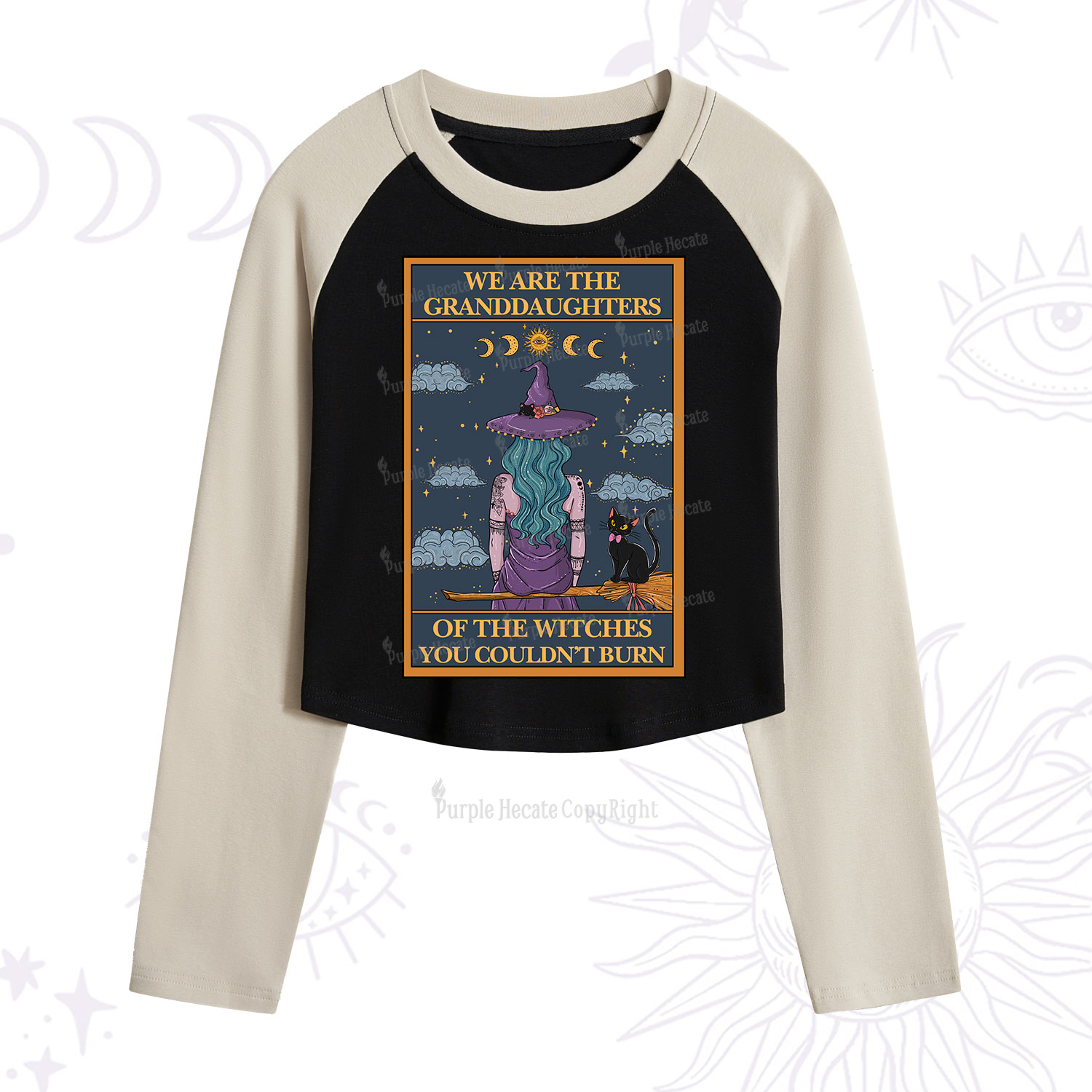 Purplehecate The Witches You Couldn't Burn Oracle Card Cropped Raglan Long Sleeve T-Shirt
