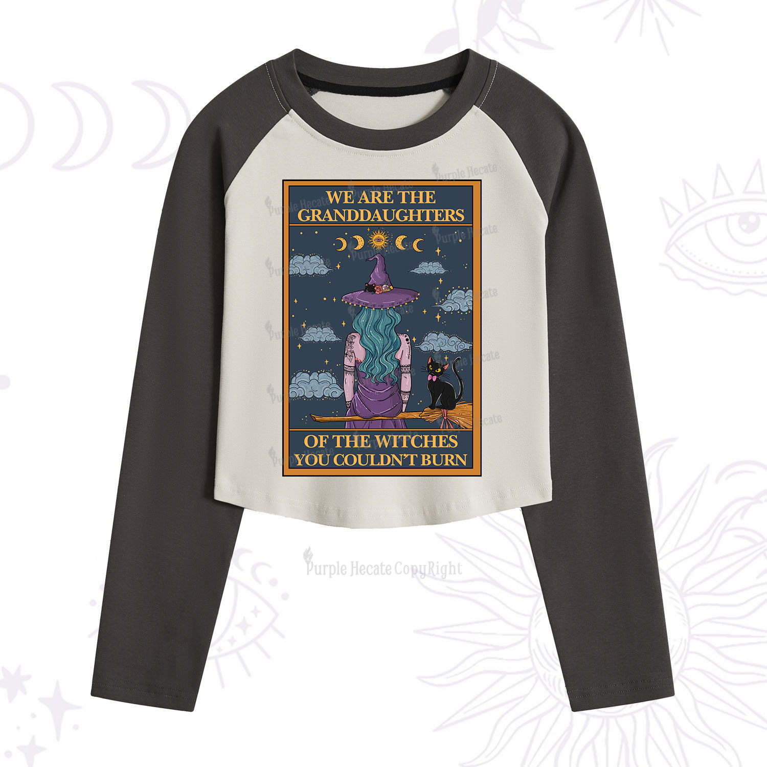Purplehecate The Witches You Couldn't Burn Oracle Card Cropped Raglan Long Sleeve T-Shirt
