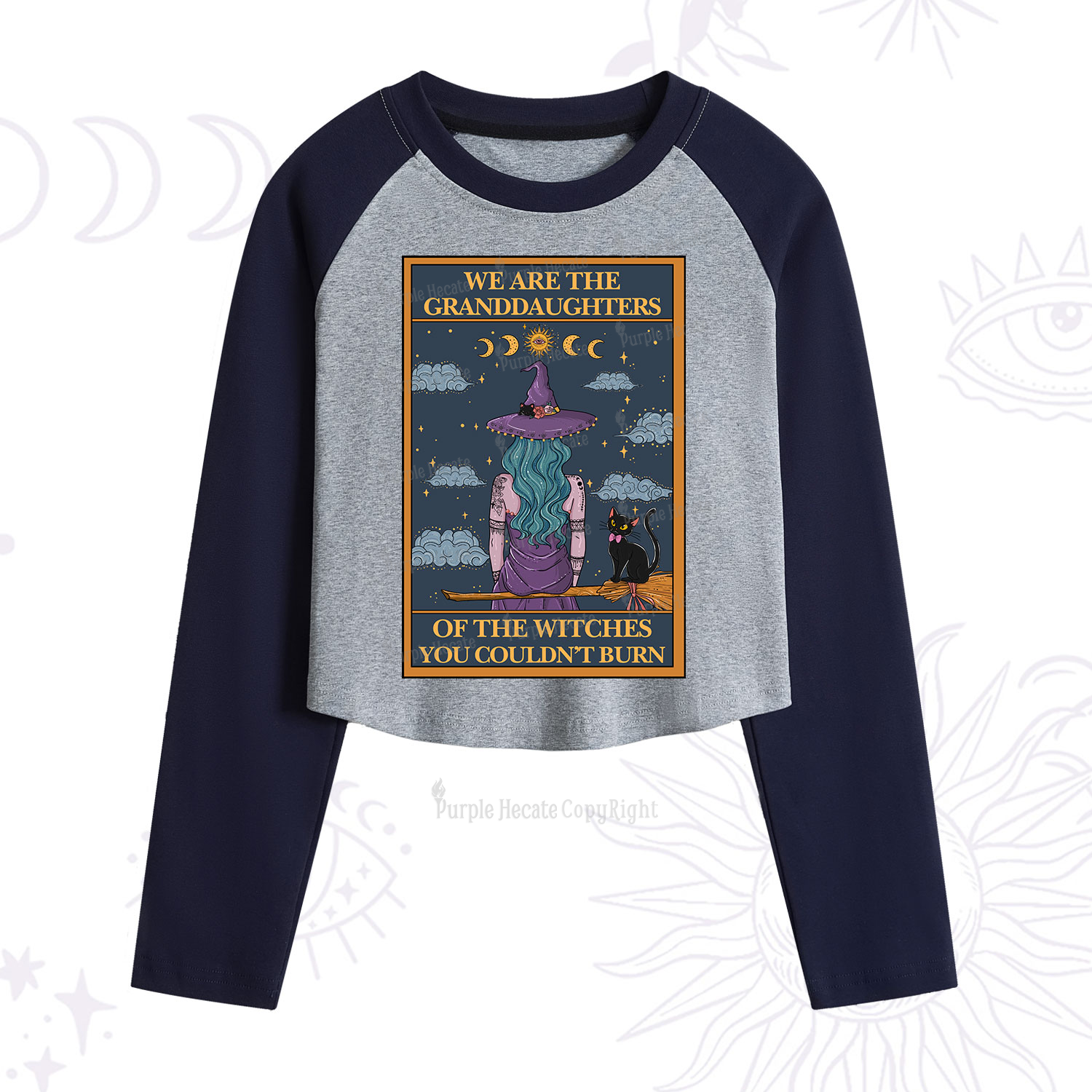 Purplehecate The Witches You Couldn't Burn Oracle Card Cropped Raglan Long Sleeve T-Shirt