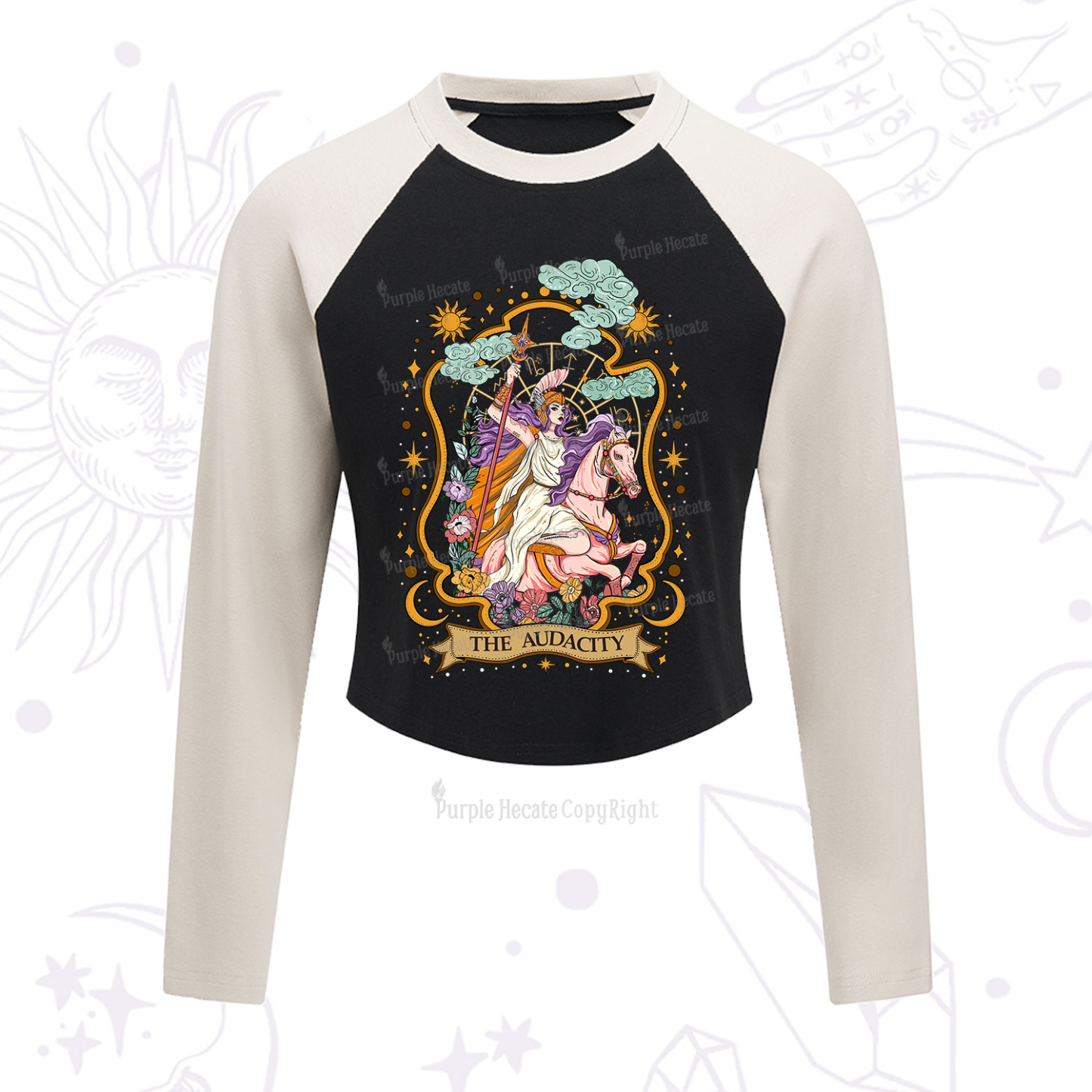 Purplehecate The Audacity Goddess Cropped Raglan Long Sleeve T-Shirt