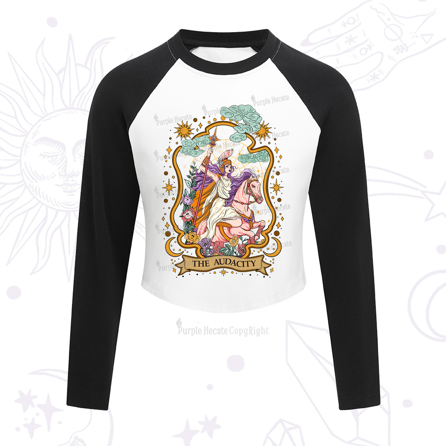 Purplehecate The Audacity Goddess Cropped Raglan Long Sleeve T-Shirt