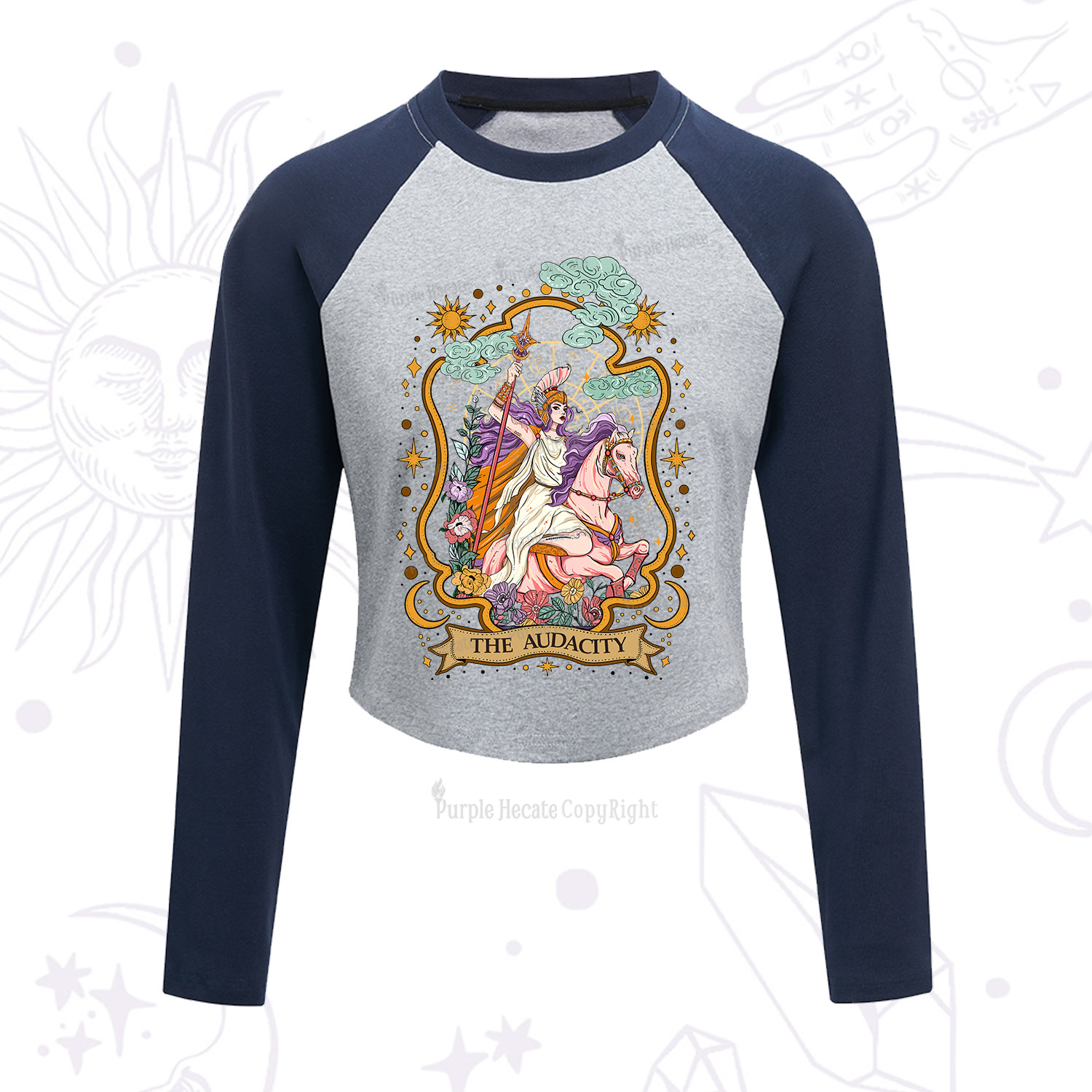 Purplehecate The Audacity Goddess Cropped Raglan Long Sleeve T-Shirt