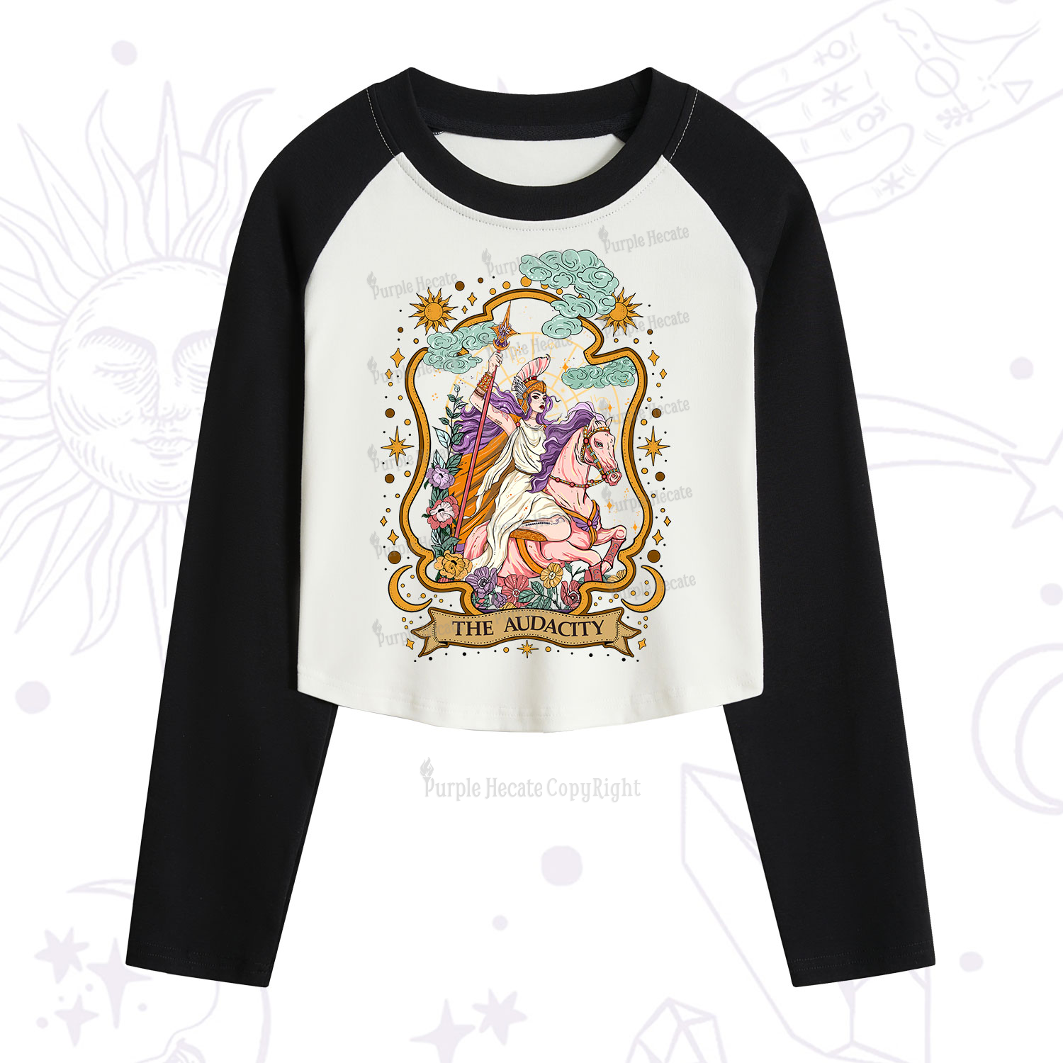 Purplehecate The Audacity Goddess Cropped Raglan Long Sleeve T-Shirt