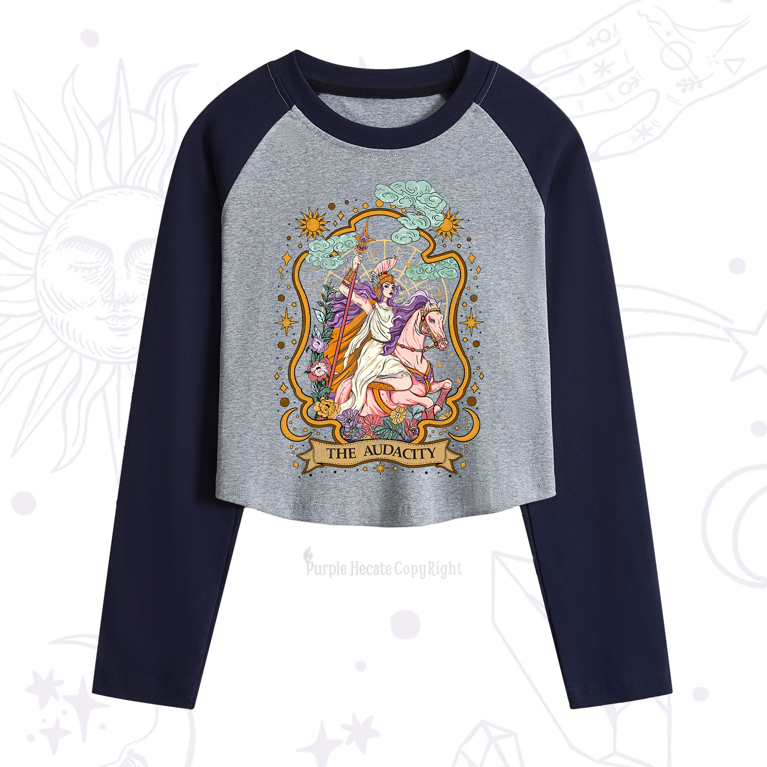 Purplehecate The Audacity Goddess Cropped Raglan Long Sleeve T-Shirt